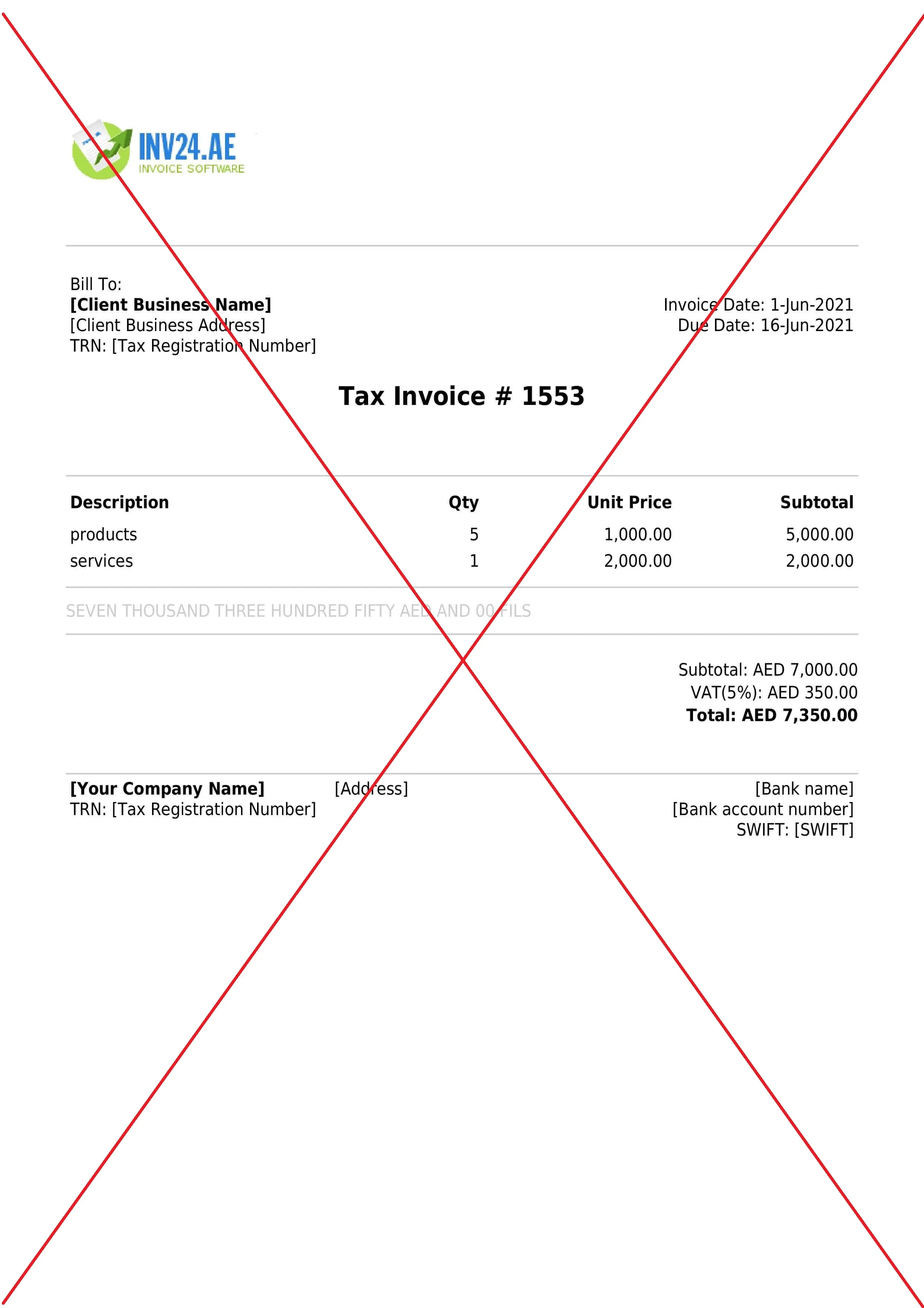 incorrect invoice