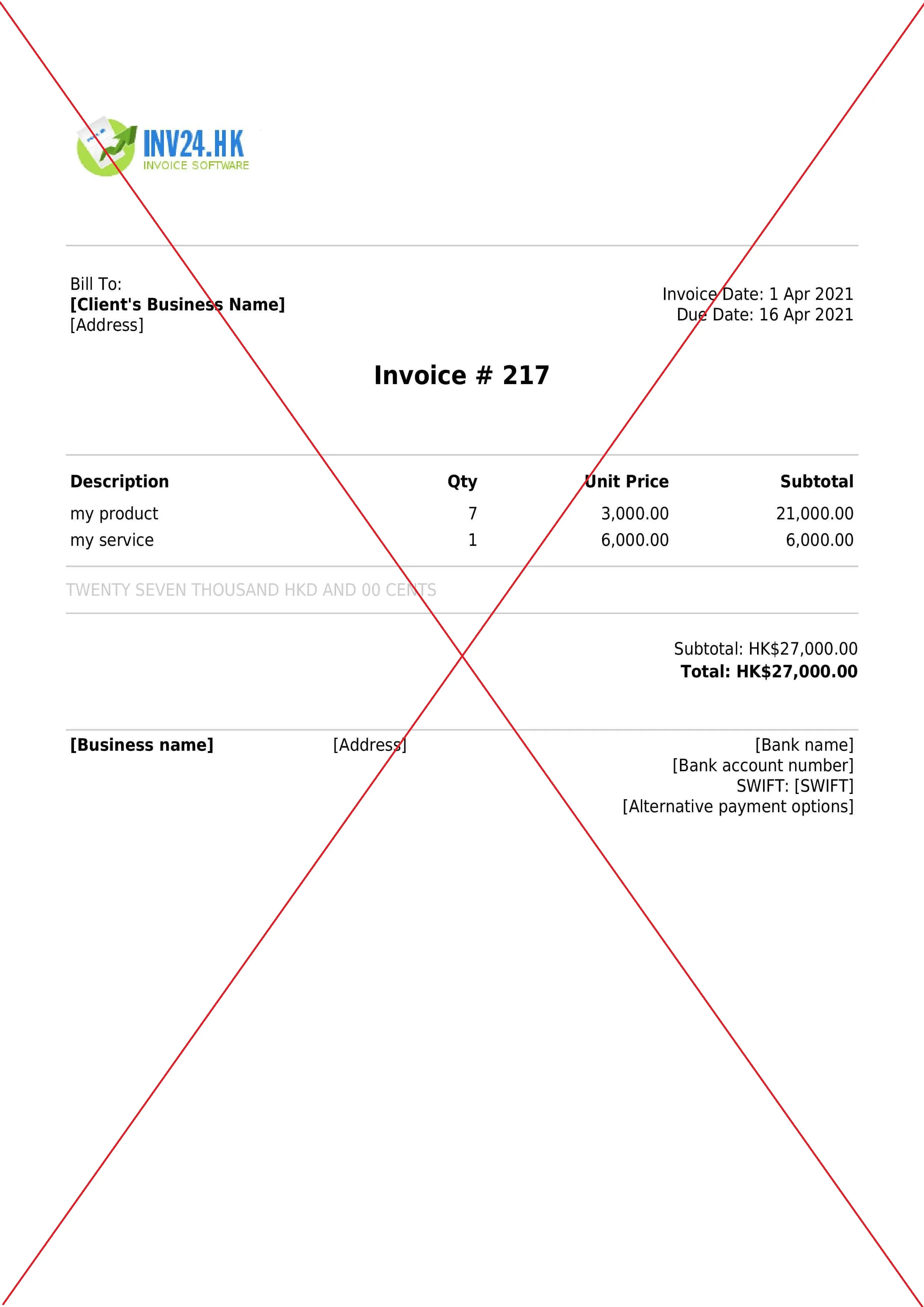 incorrect invoice