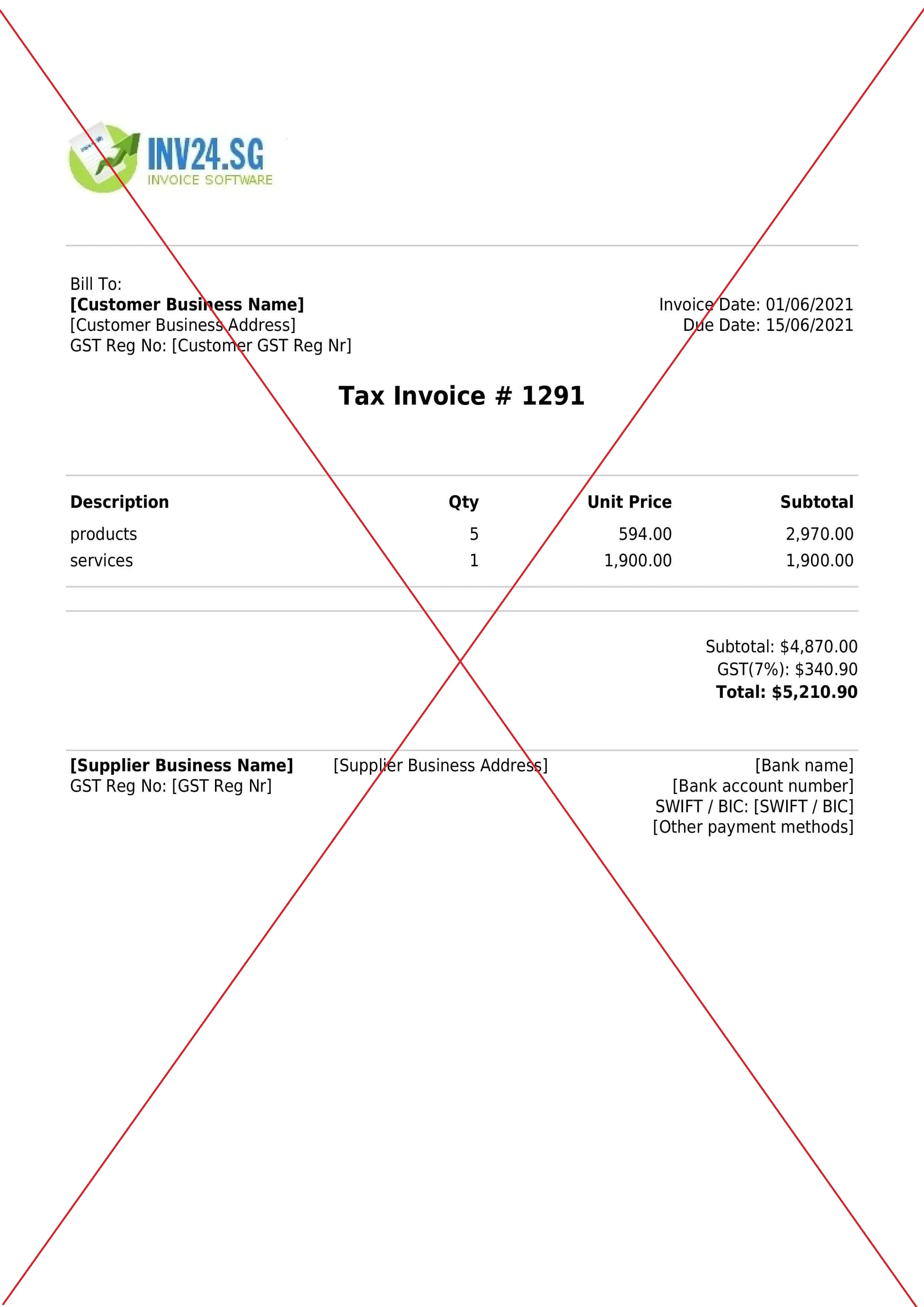 duplicate invoice