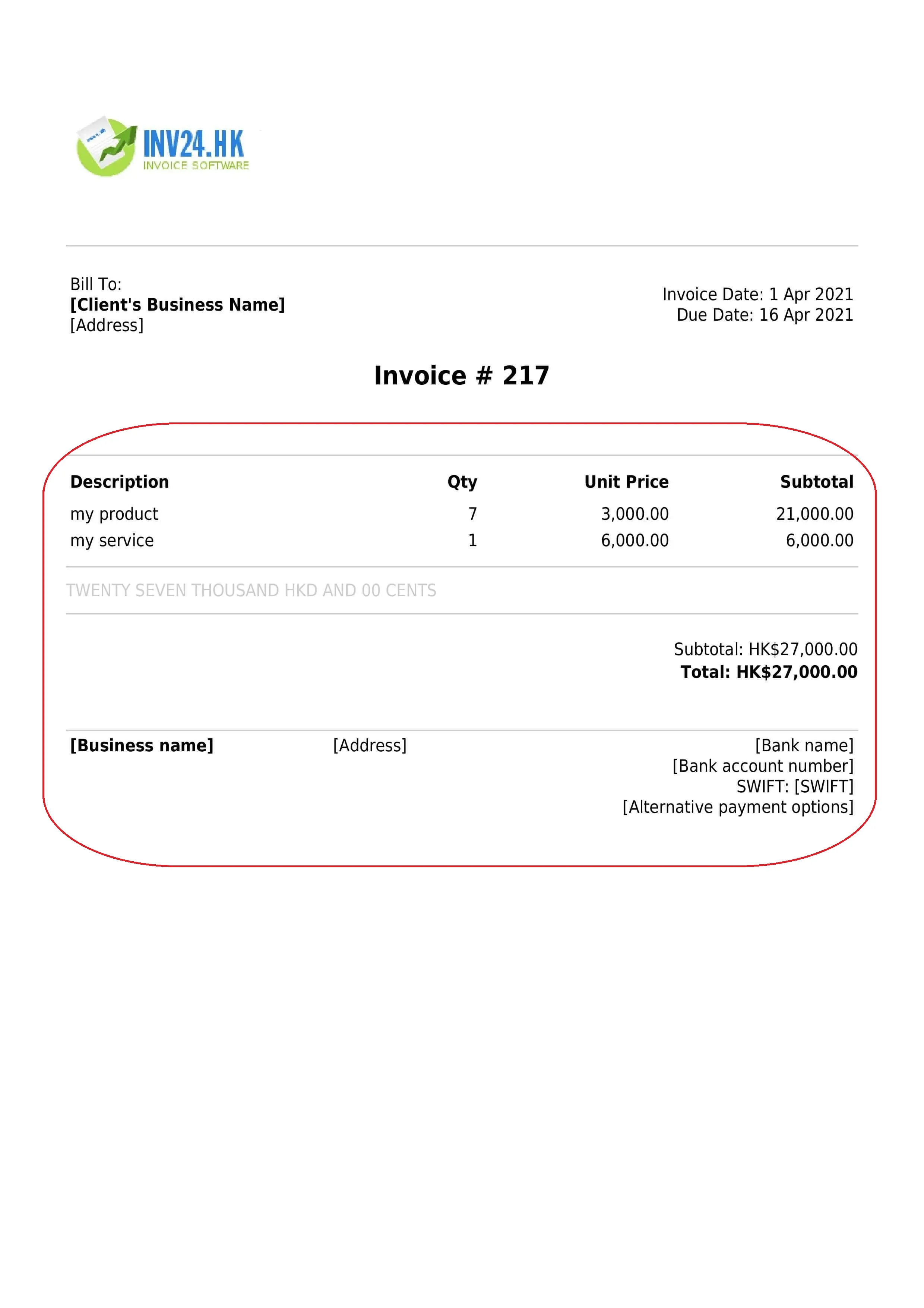 Invoice body