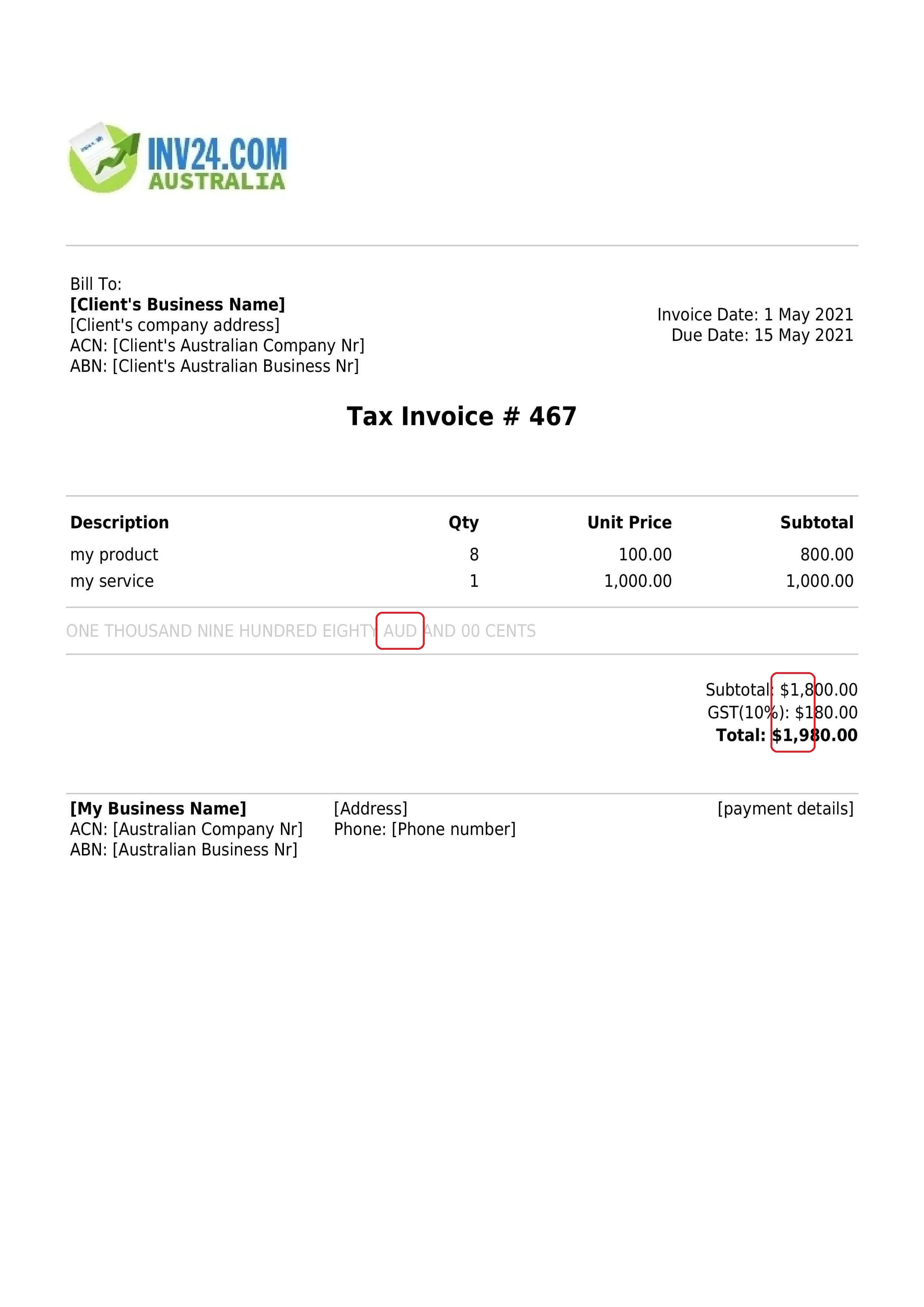 invoice currency
