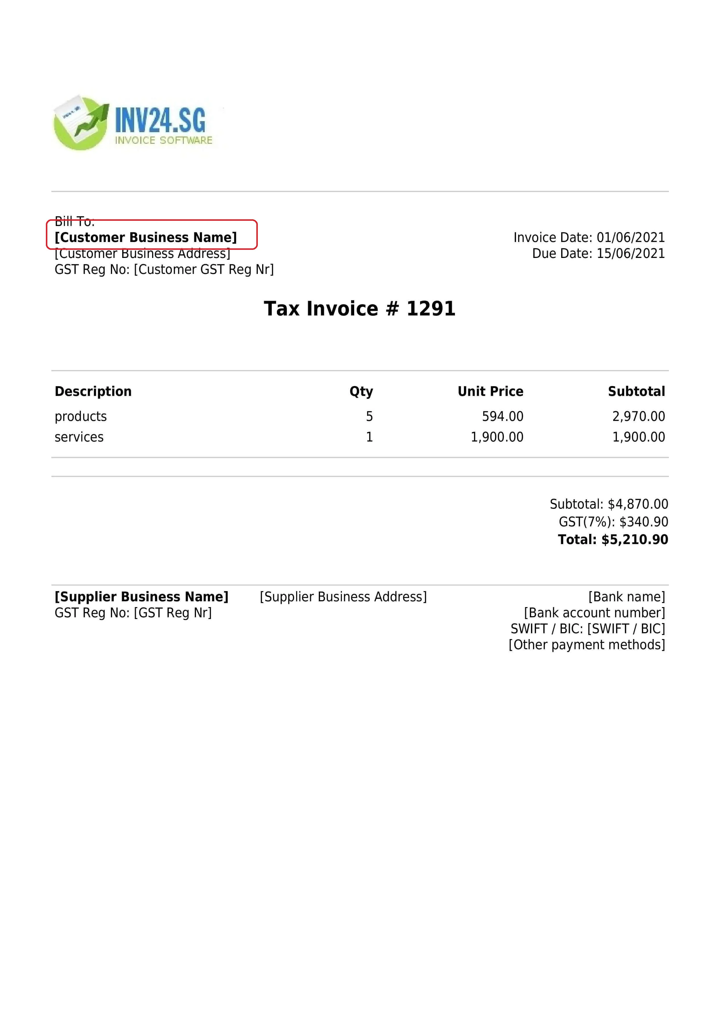 customers business name on the invoice customers business name on the invoice