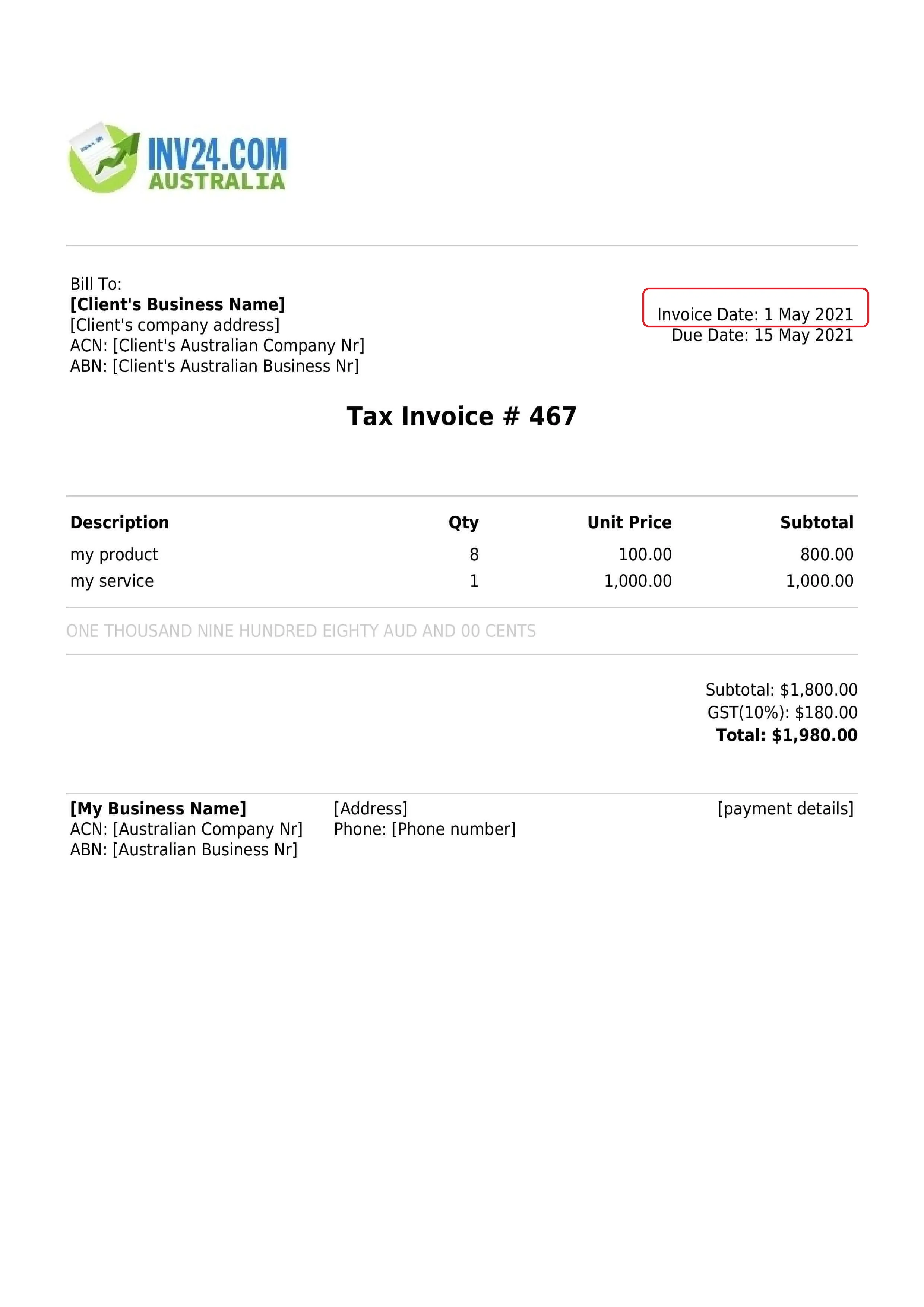 invoice date