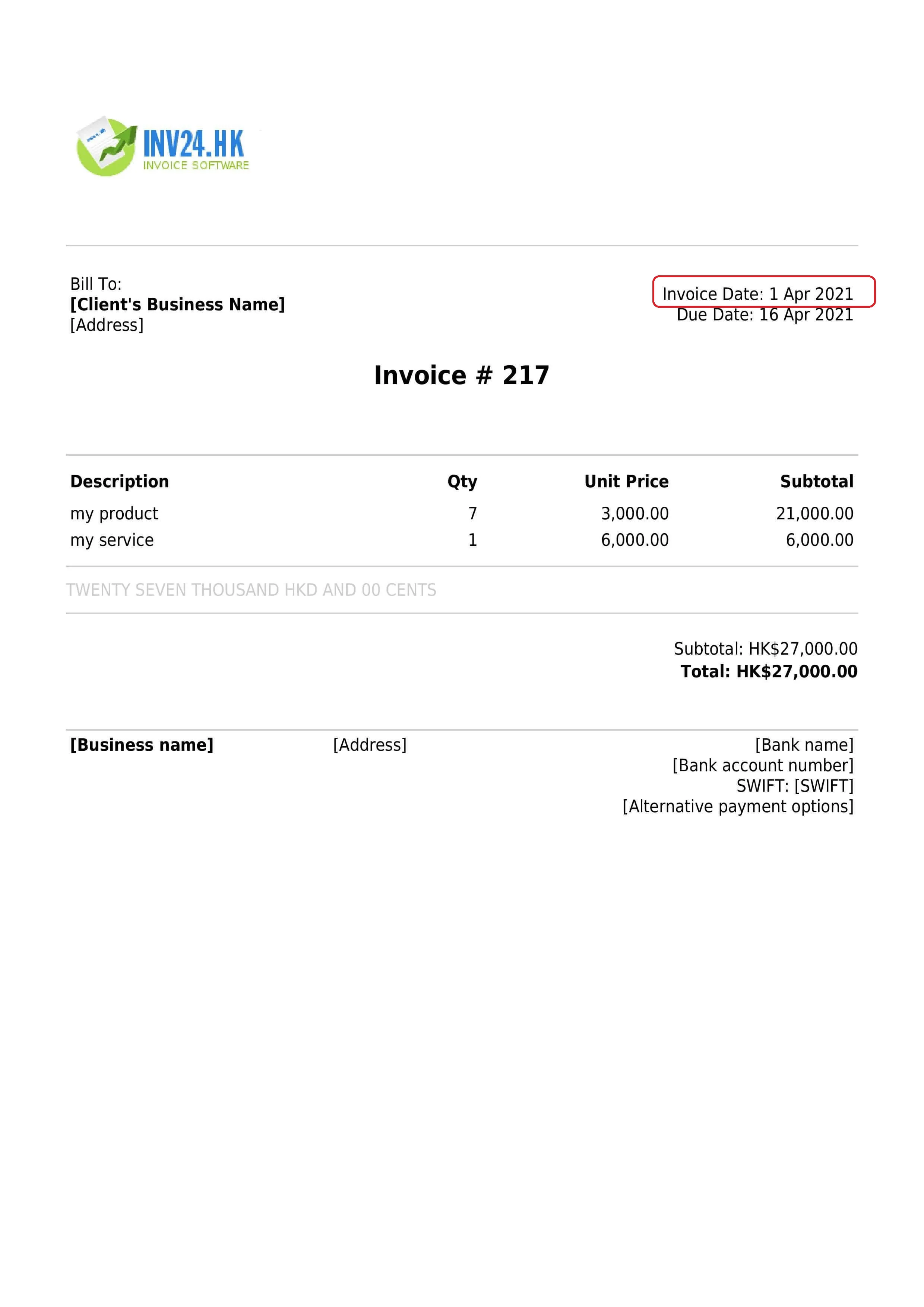 invoice date