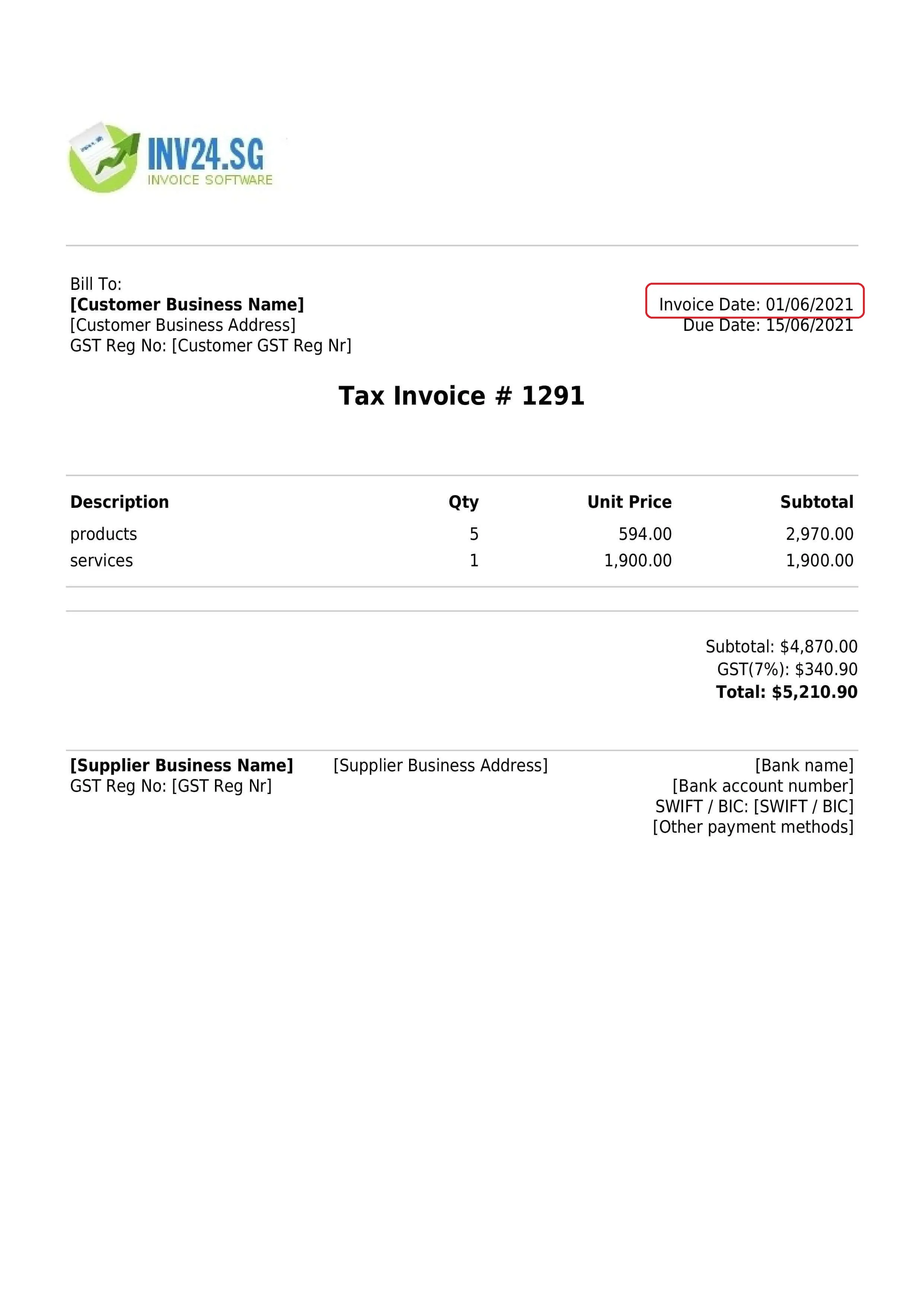 invoice date