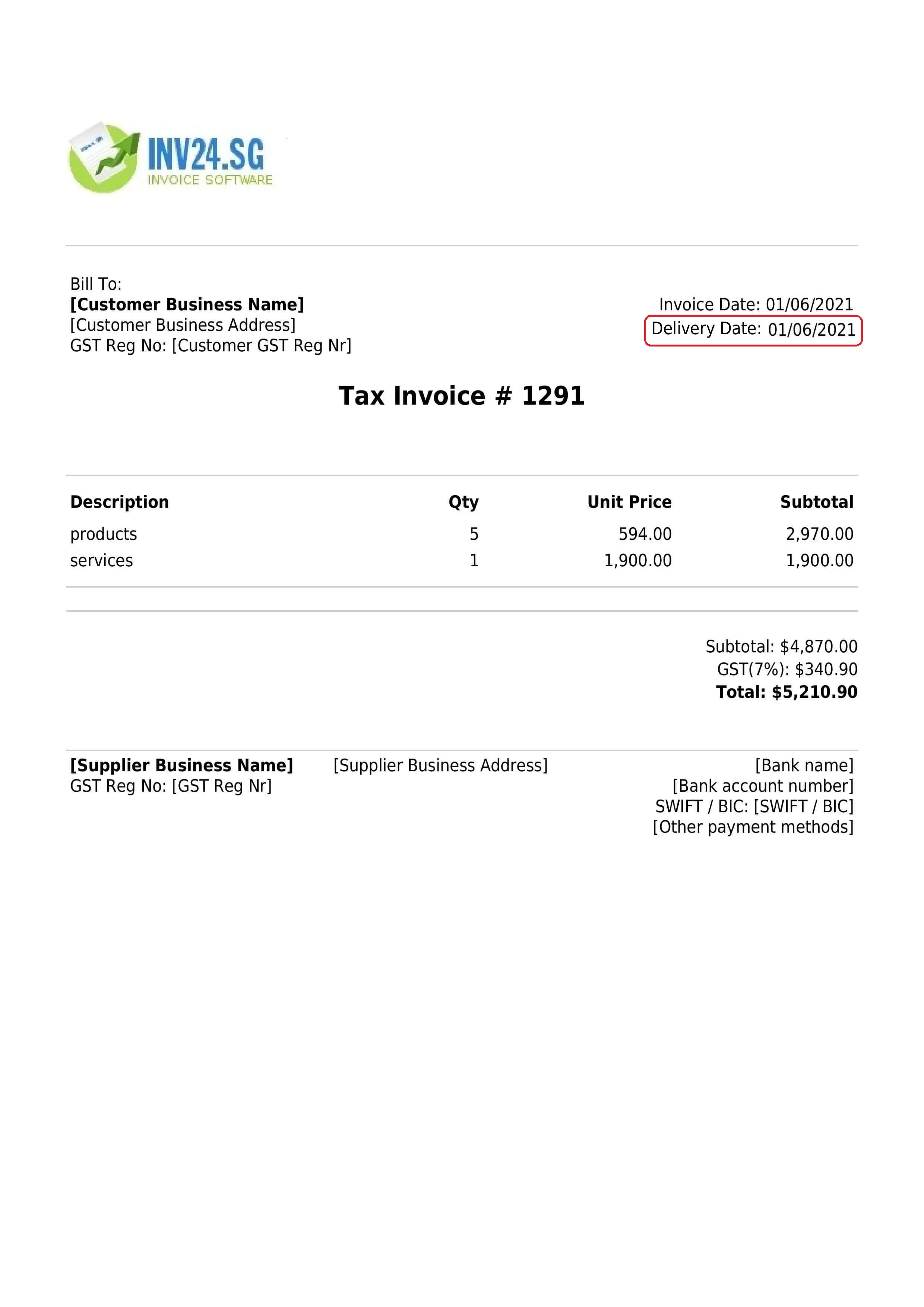 delivery date on invoice delivery date on invoice
