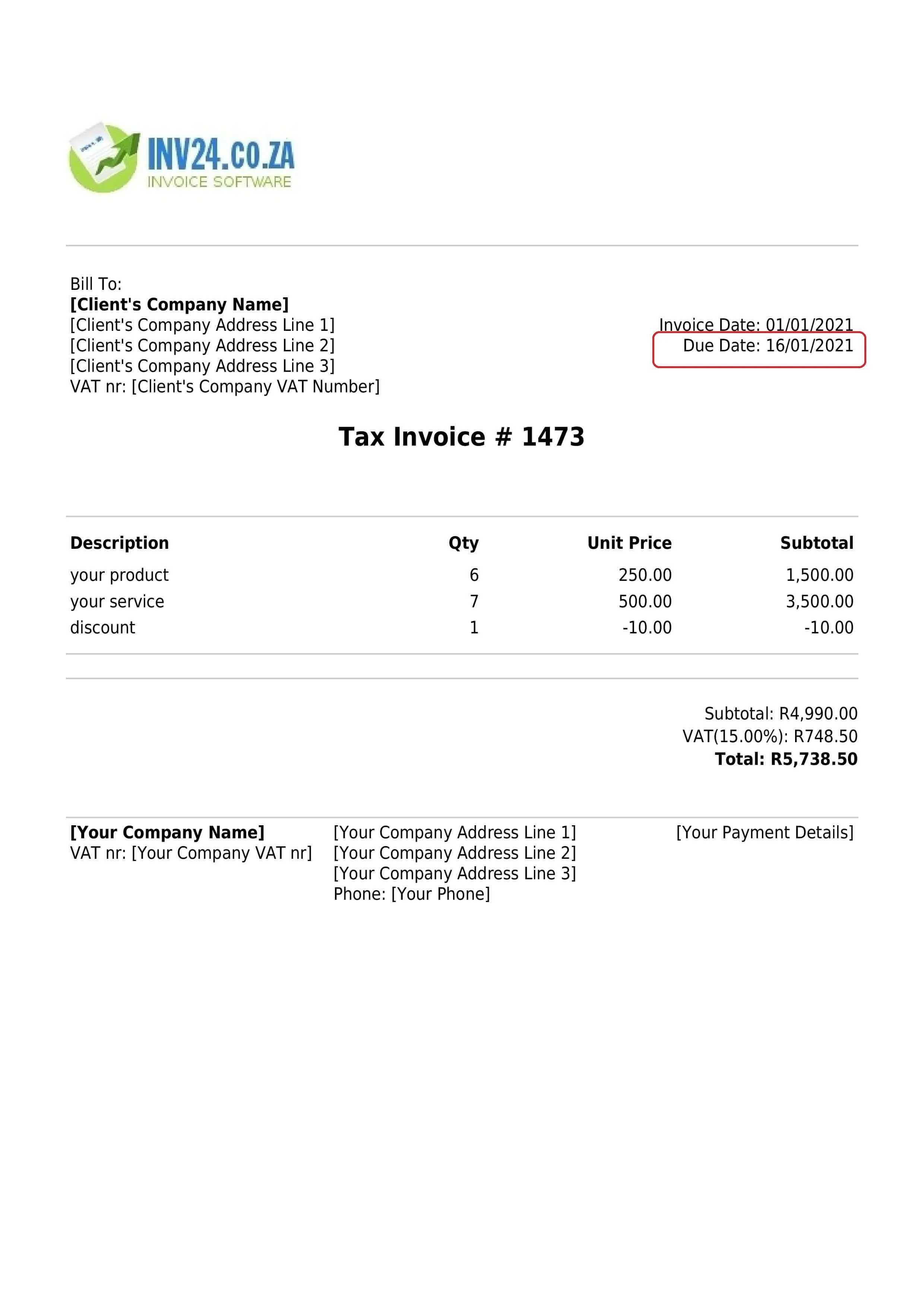 invoice due date