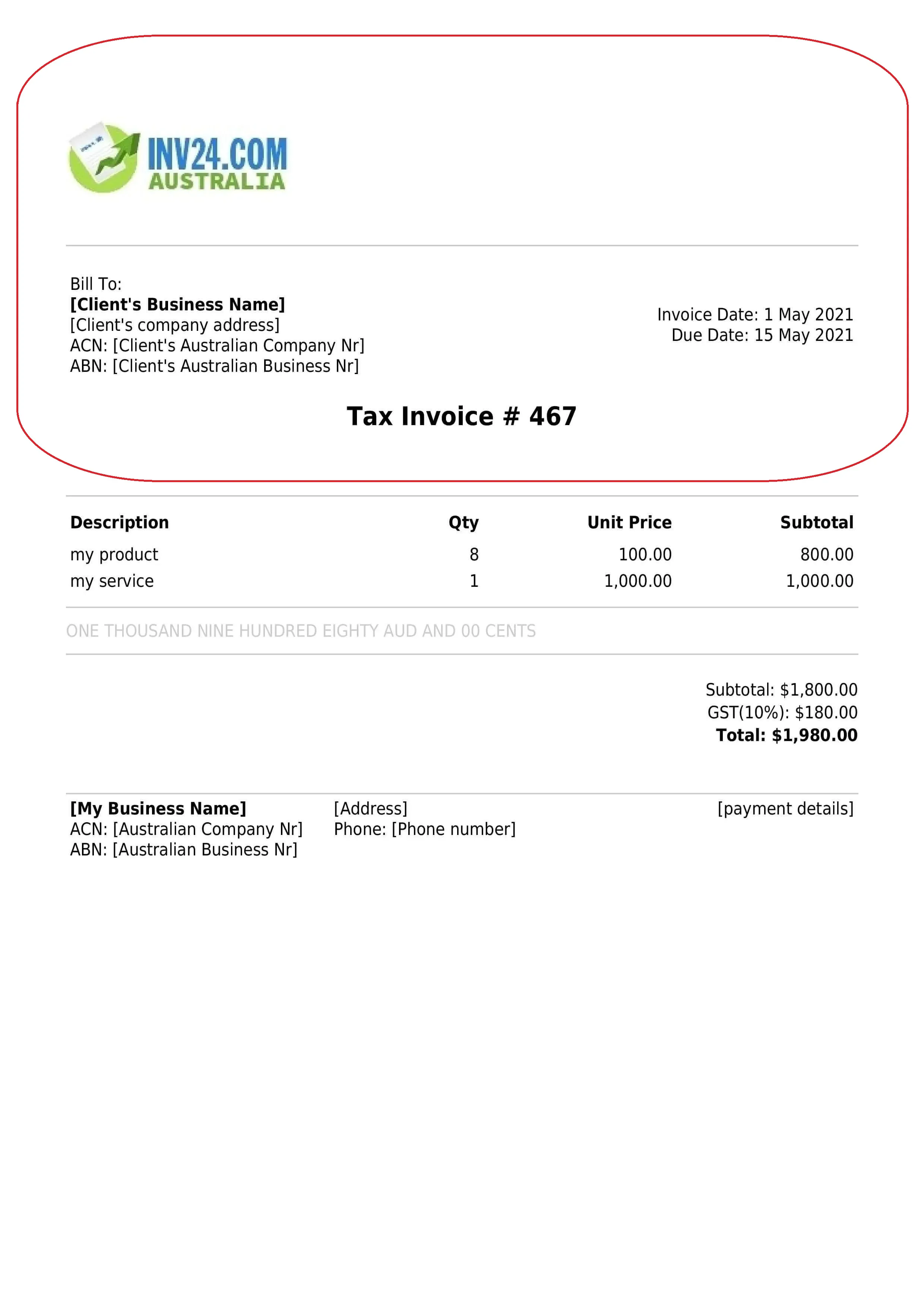 Invoice header