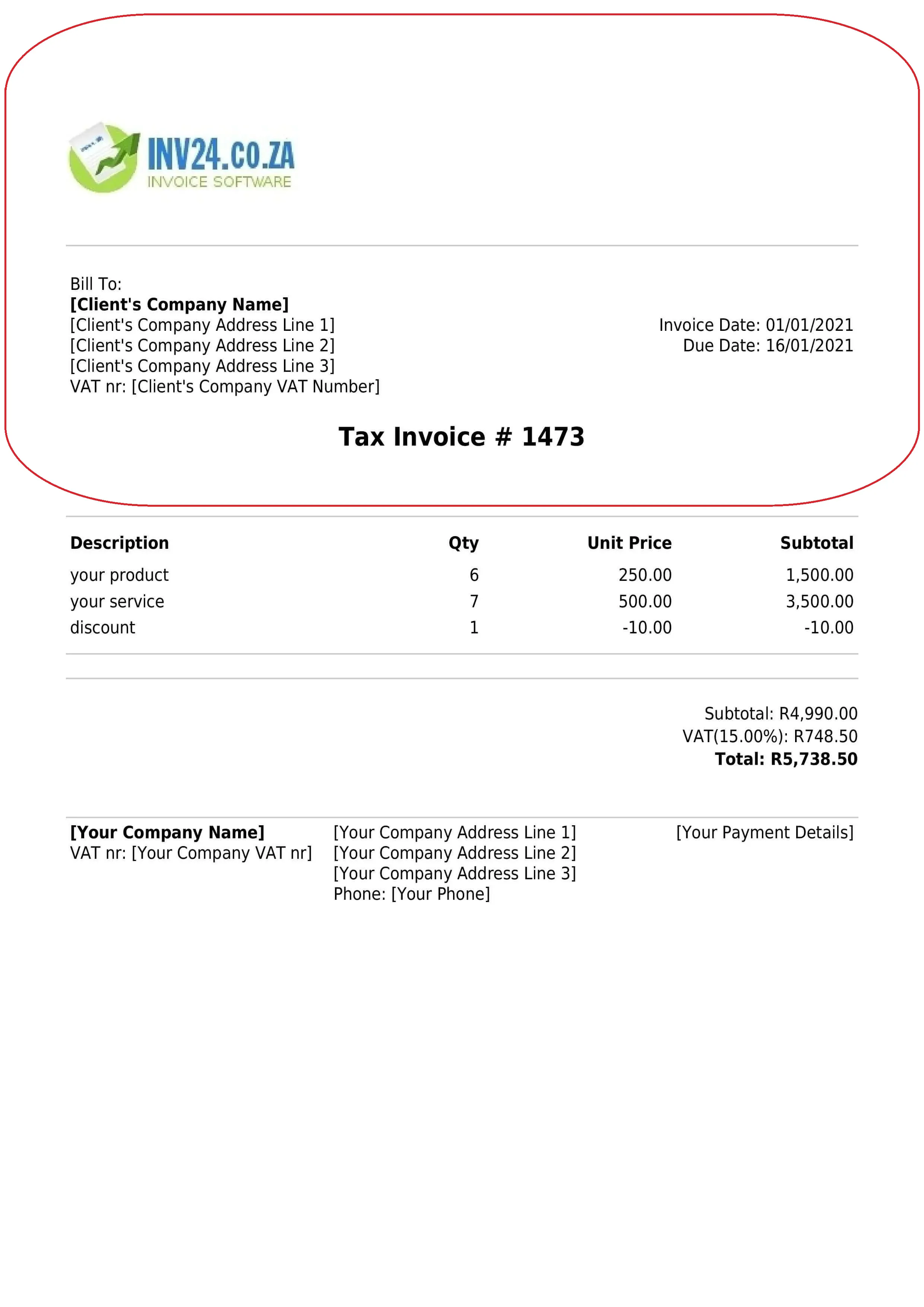 Invoice header