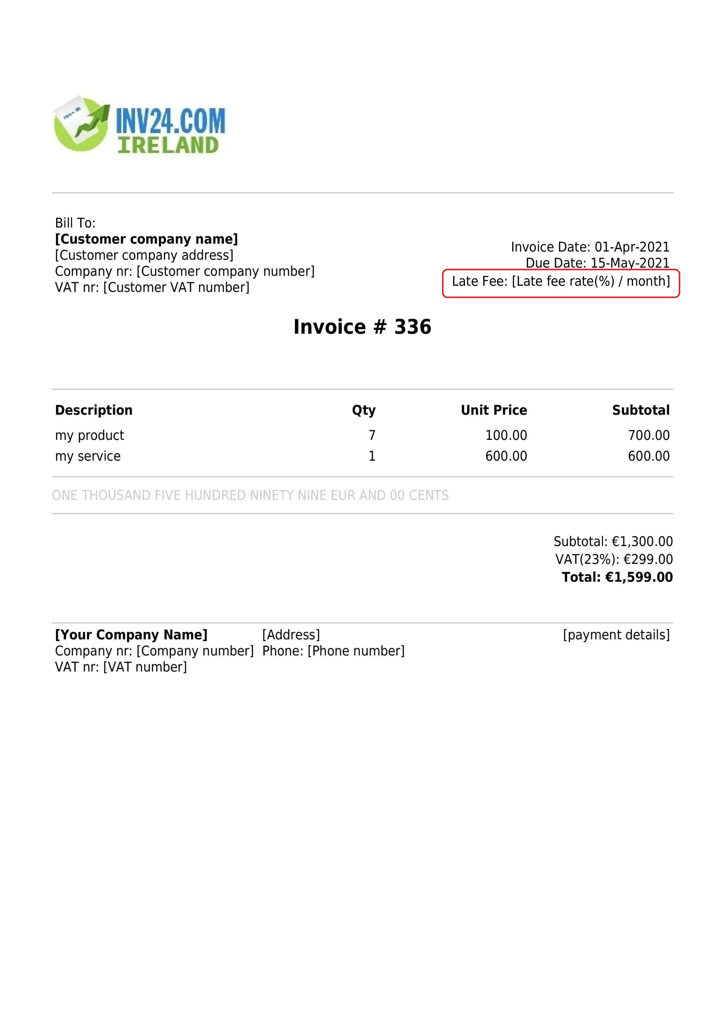 Late fee on the invoice Late fee on the invoice