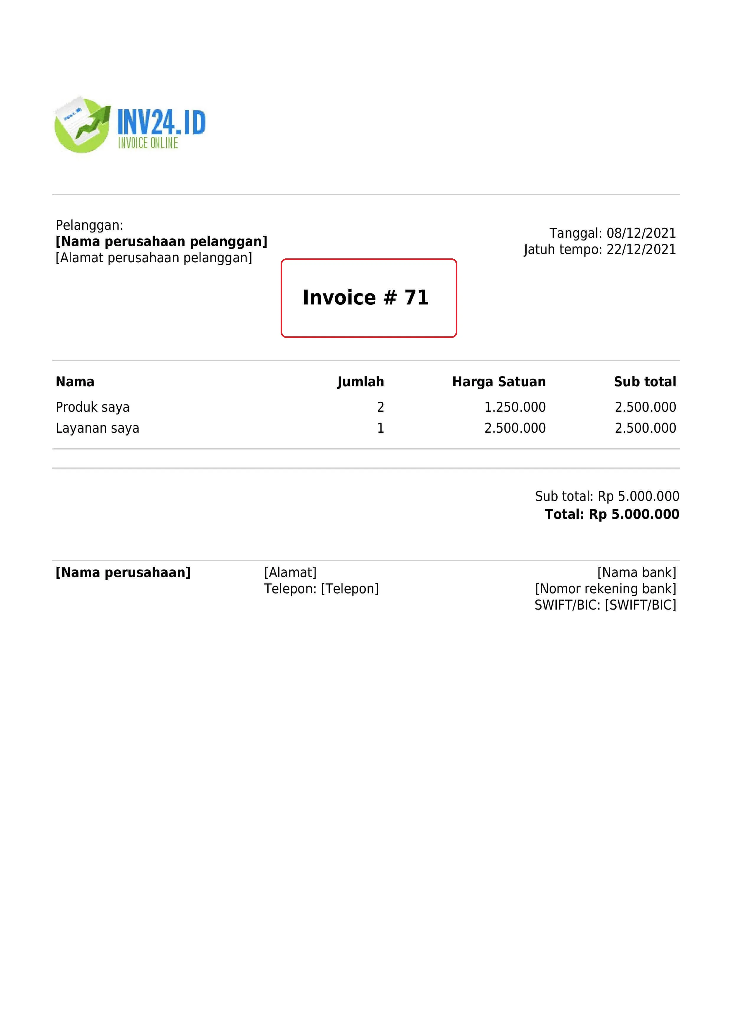 nomor invoice nomor invoice