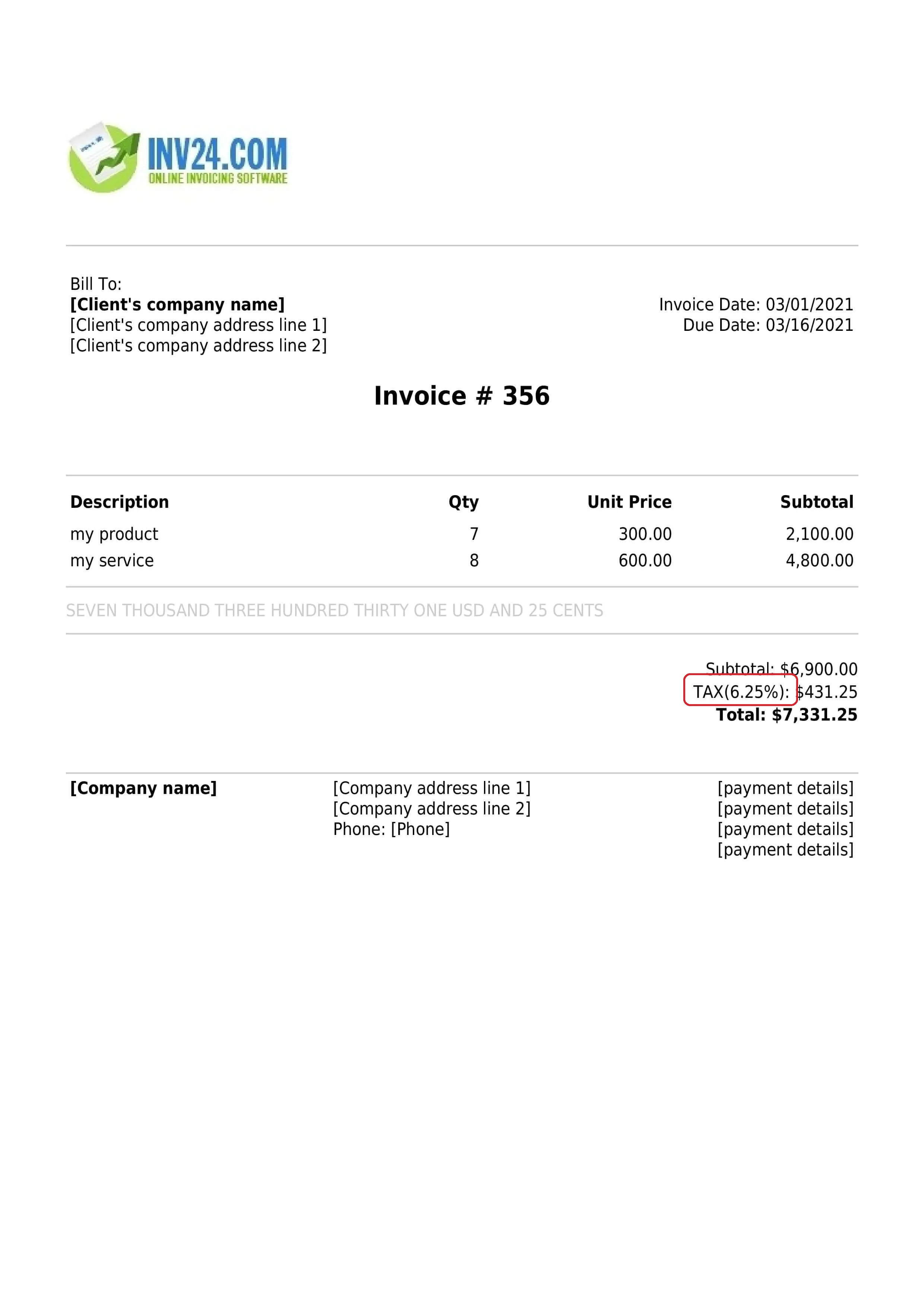 The tax rate(s) applied on the invoice