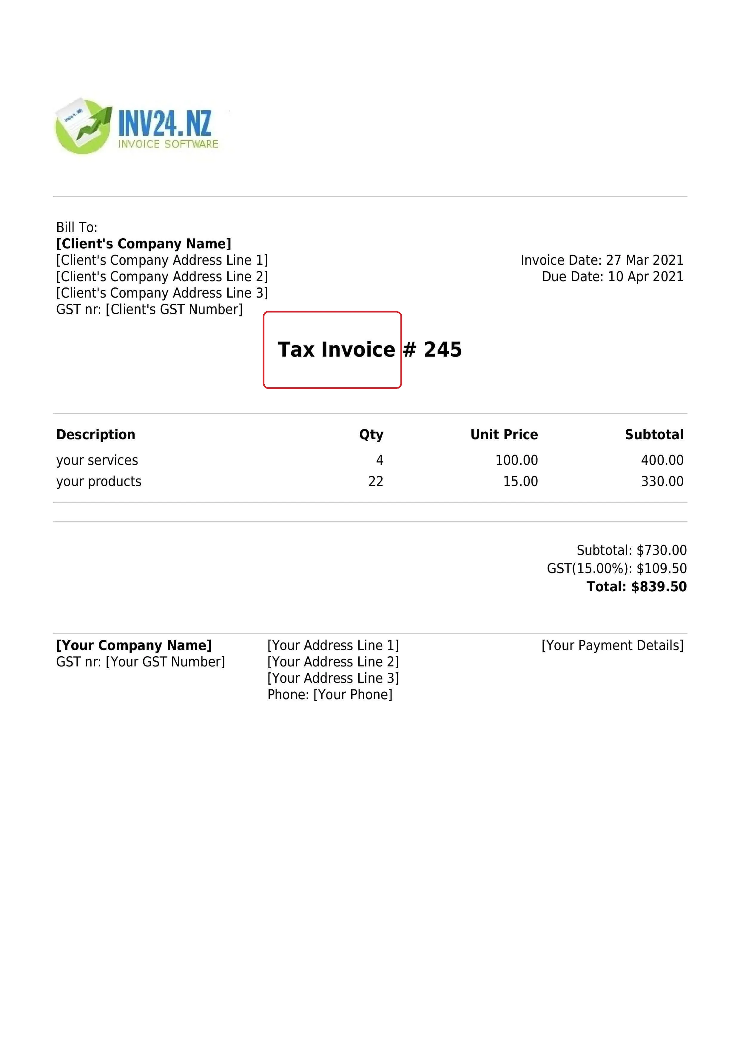 invoice title invoice title