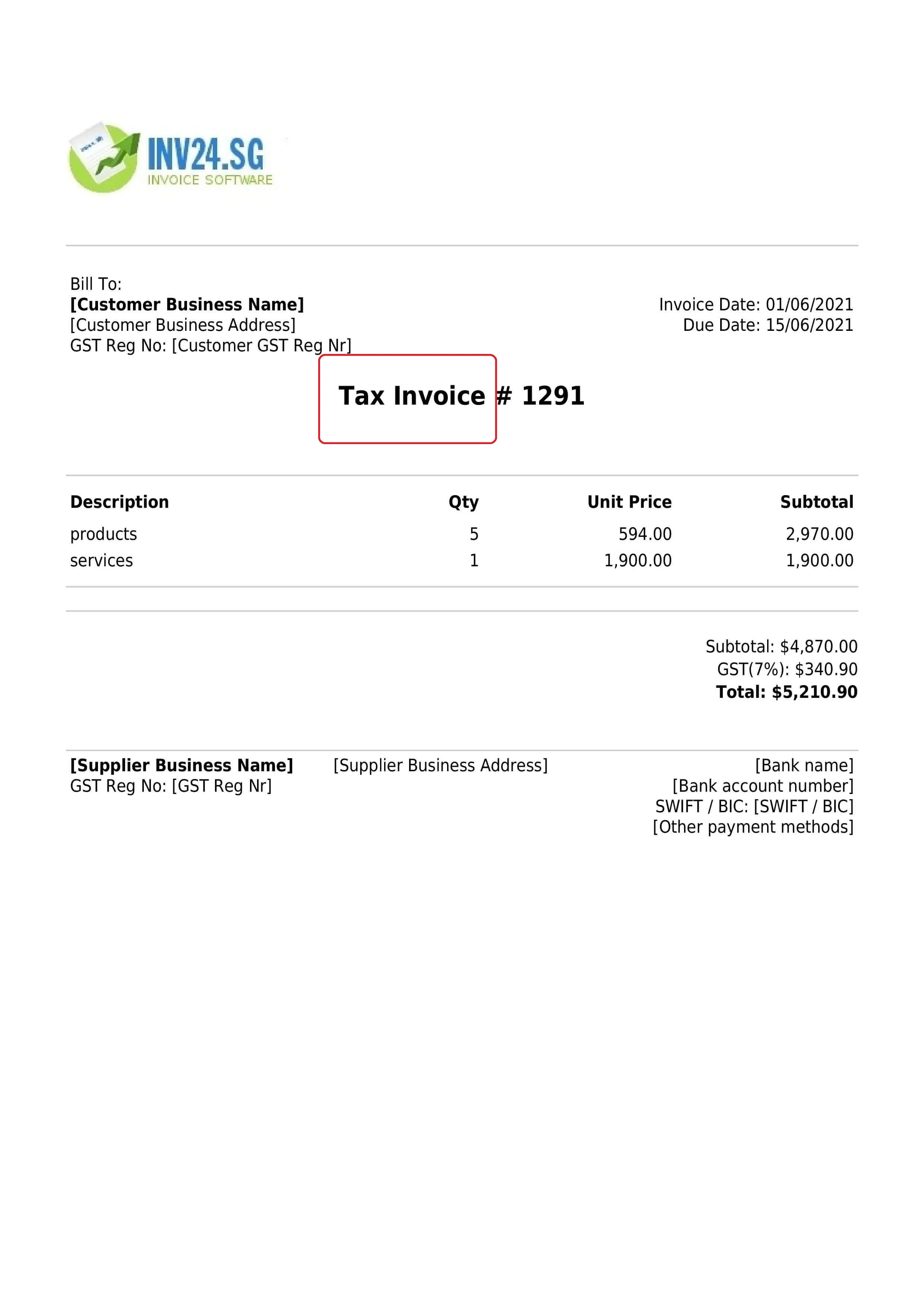 invoice title