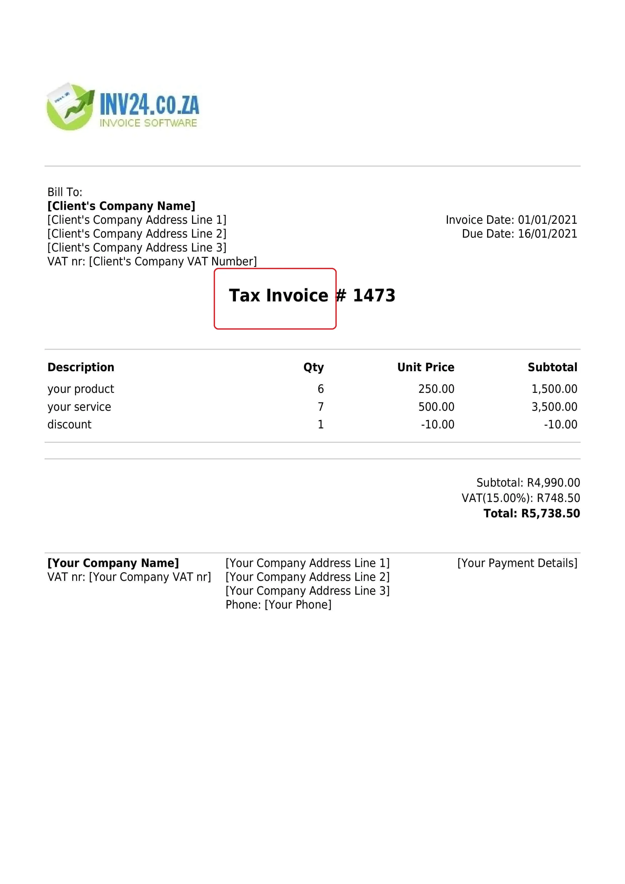 invoice title