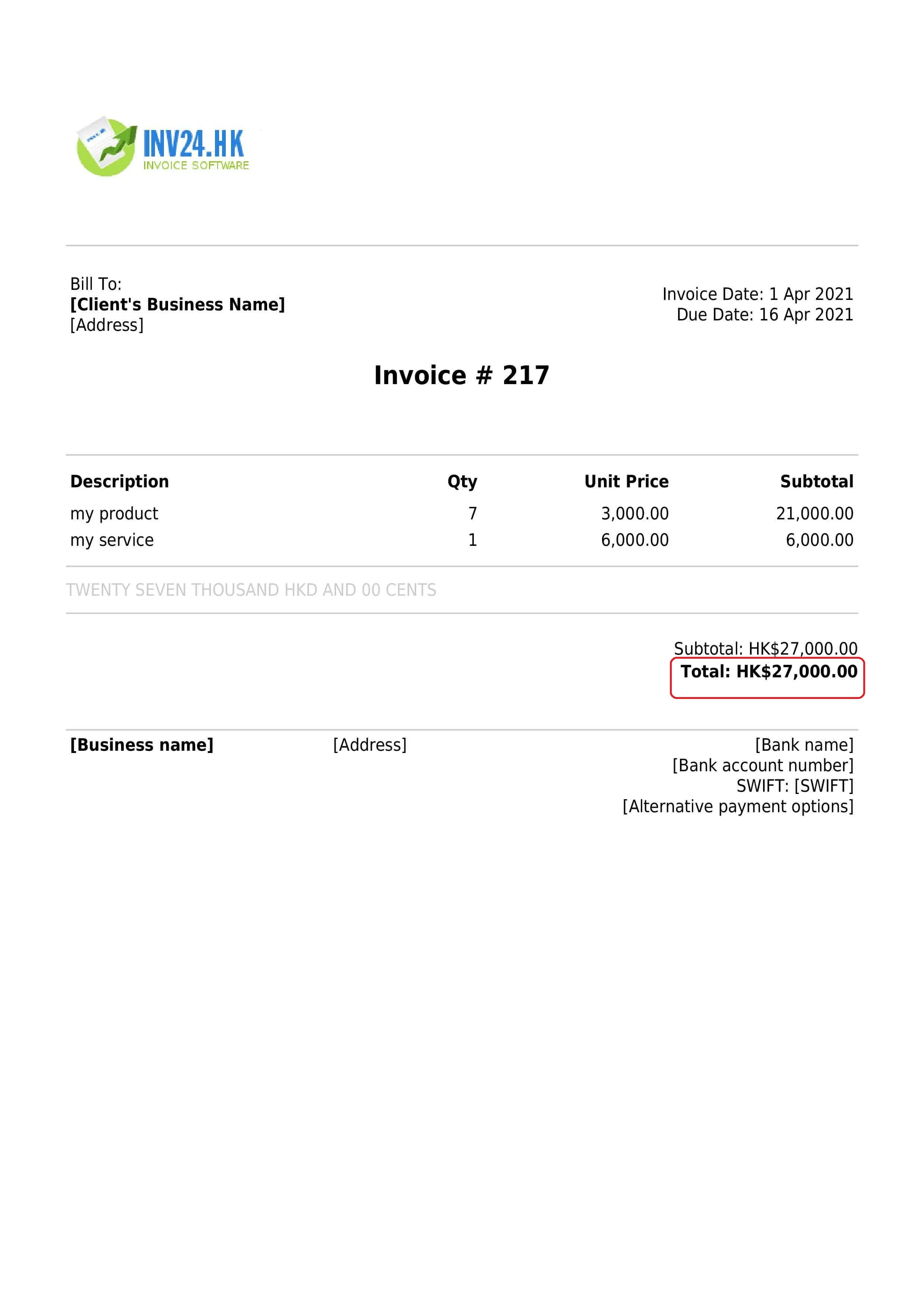 invoice total / gross amount