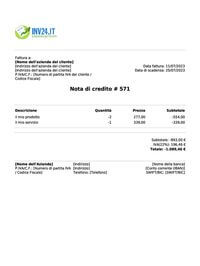 esempio di nota di credito esempio di nota di credito