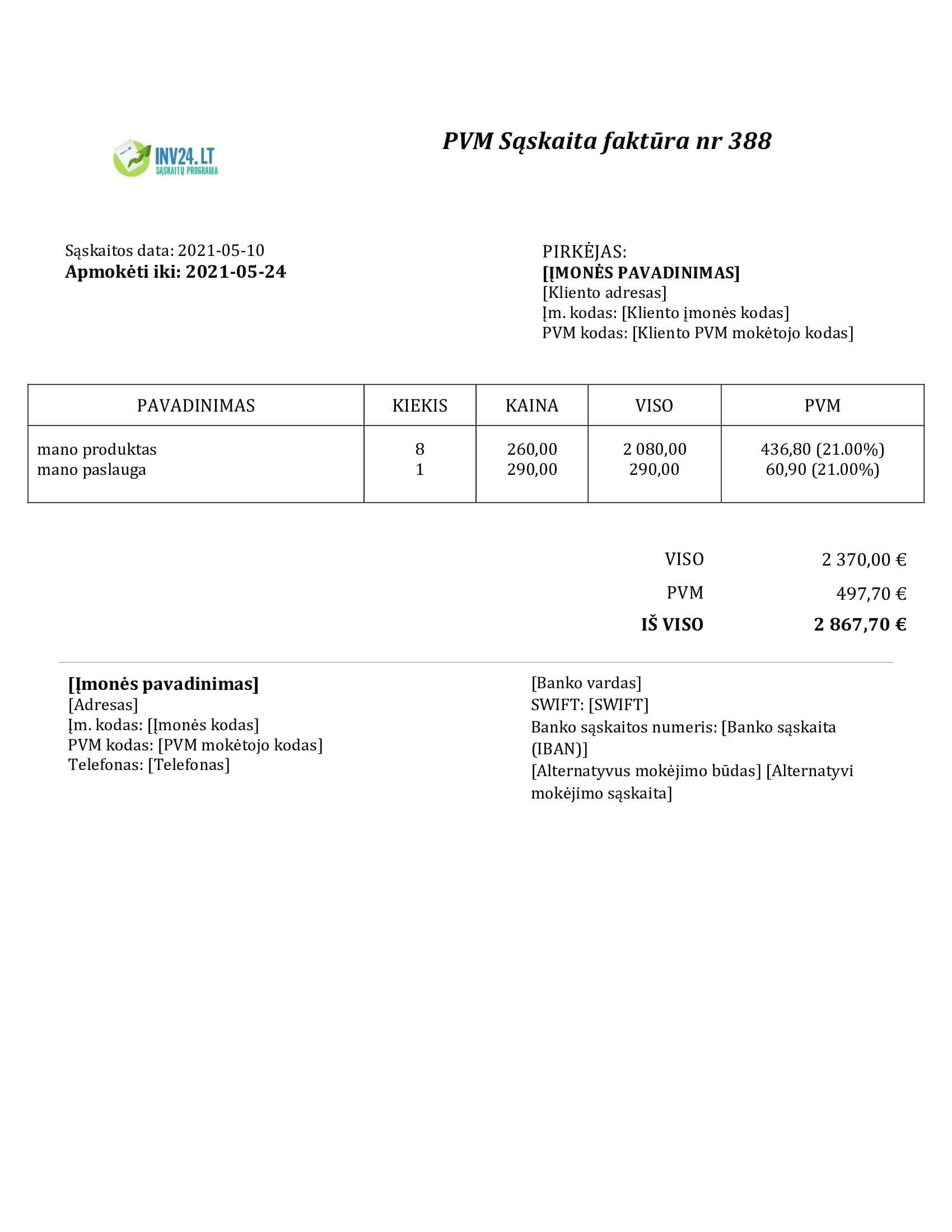 pvm sąskaita faktūra šablonas pvm sąskaita faktūra šablonas