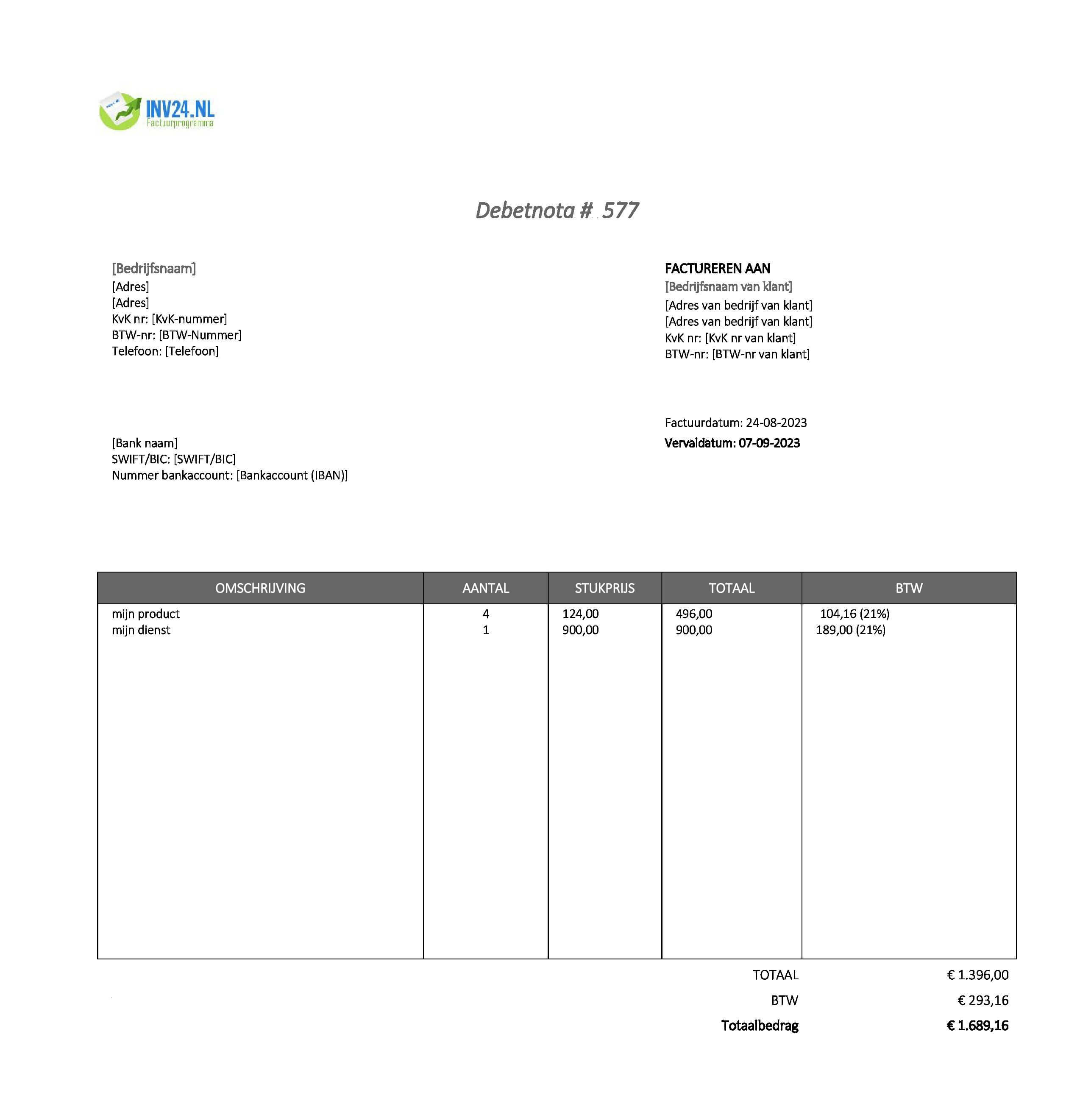 debetnota voorbeeld (Excel / Google Sheets) debetnota voorbeeld (Excel / Google Sheets)