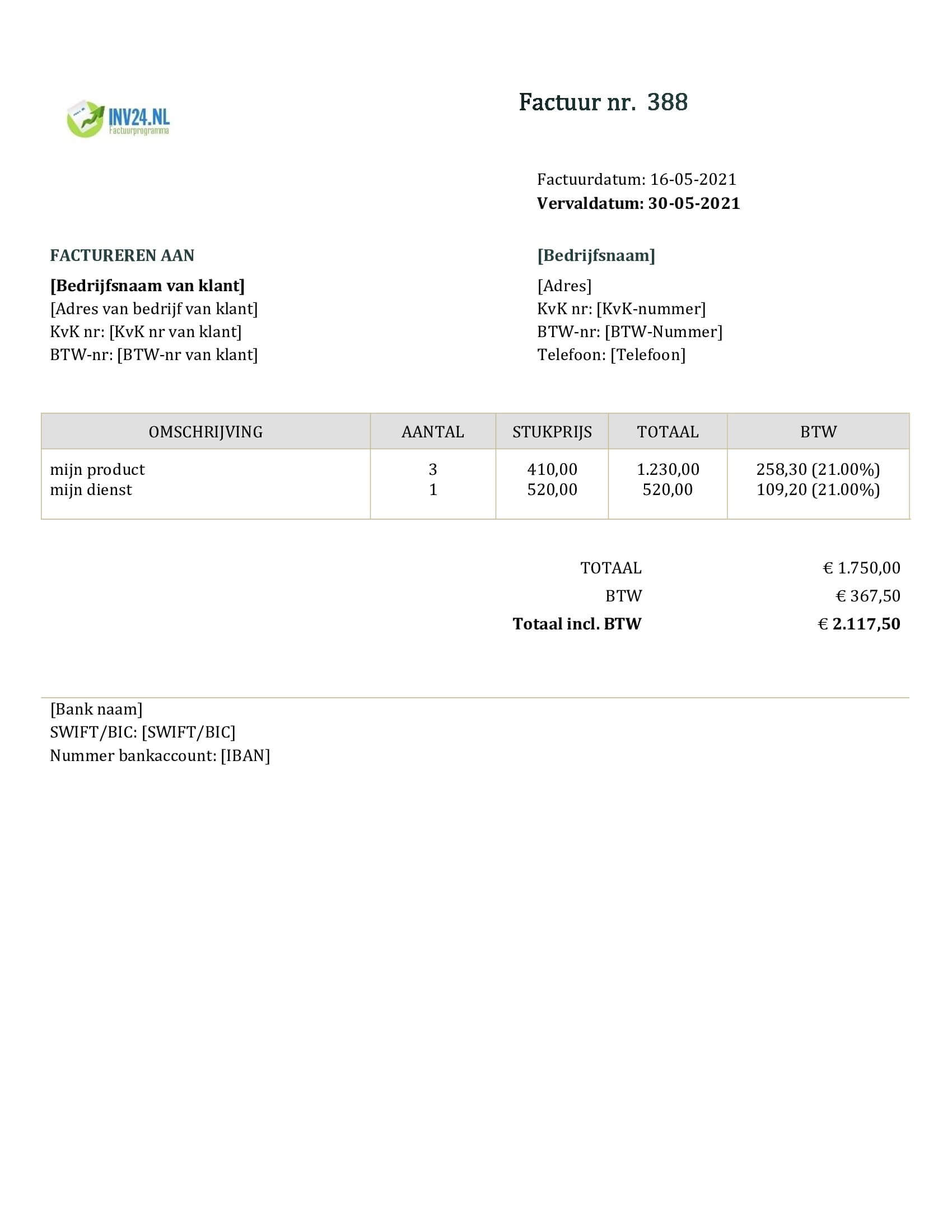 facturen voorbeeld doc