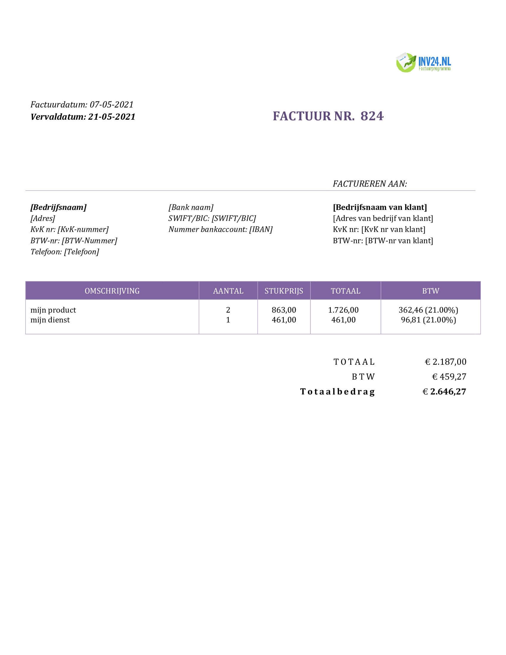 factuur maken voorbeeld factuur maken voorbeeld