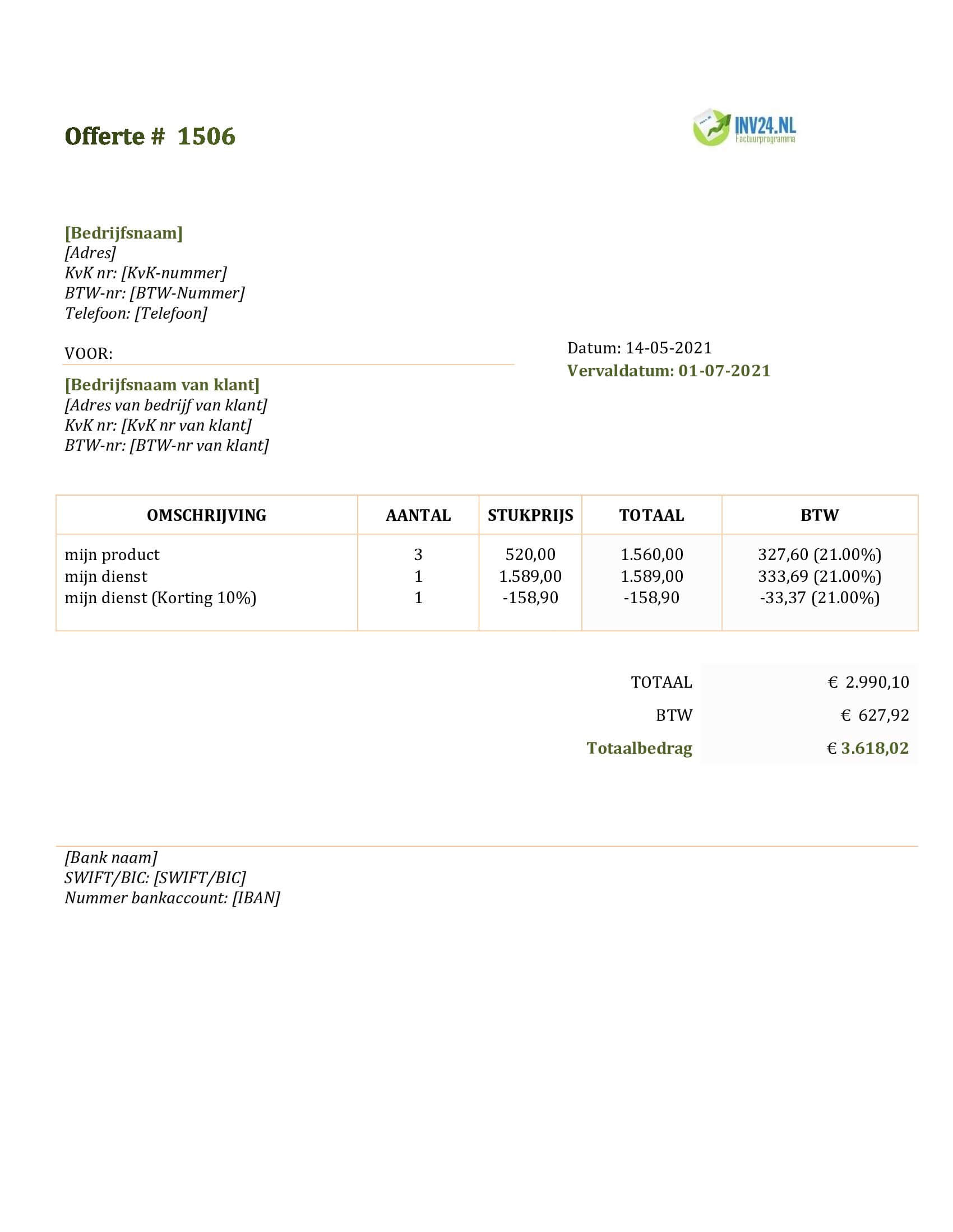 offerte voorbeeld doc offerte voorbeeld doc