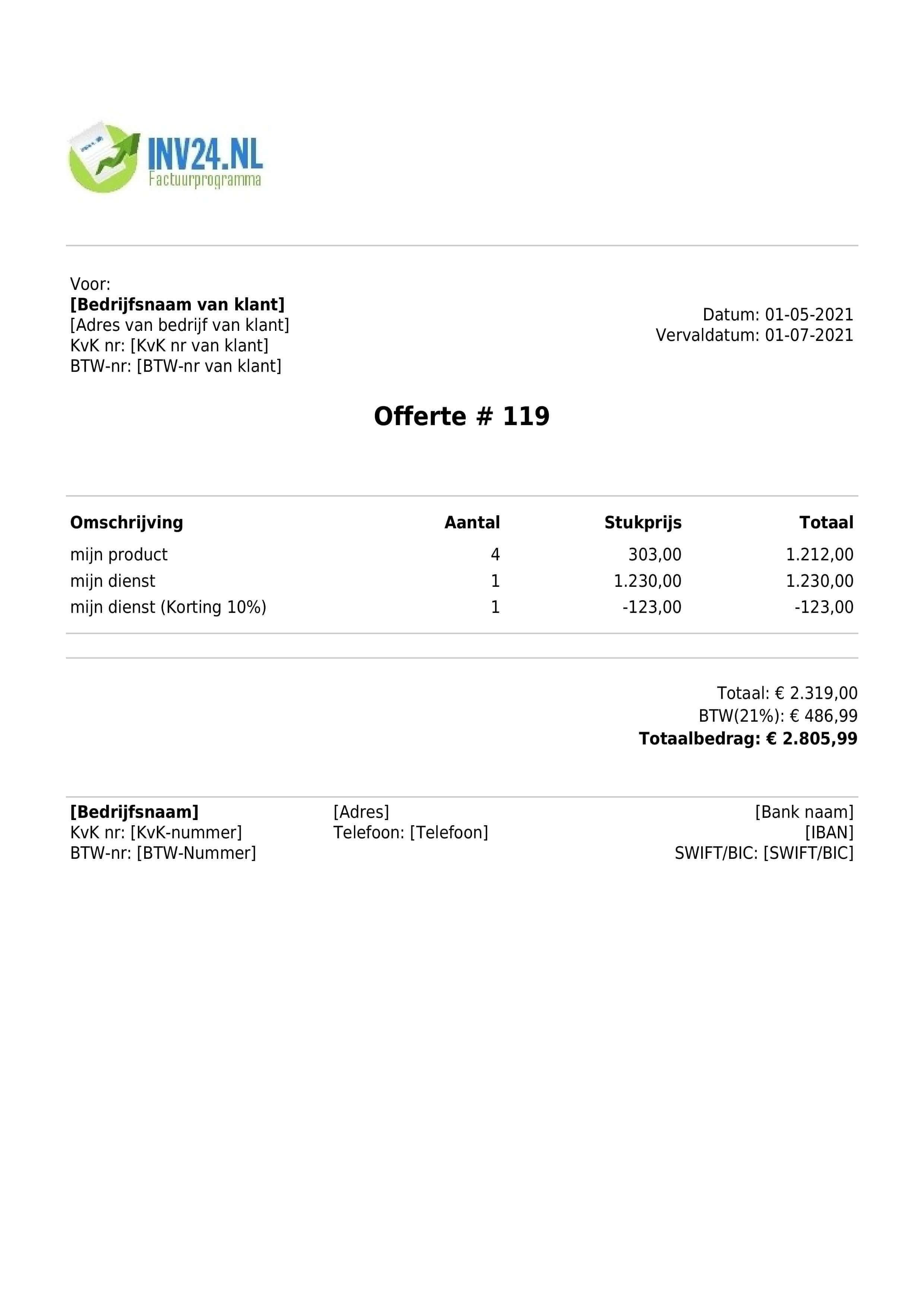 offerte voorbeeld offerte voorbeeld