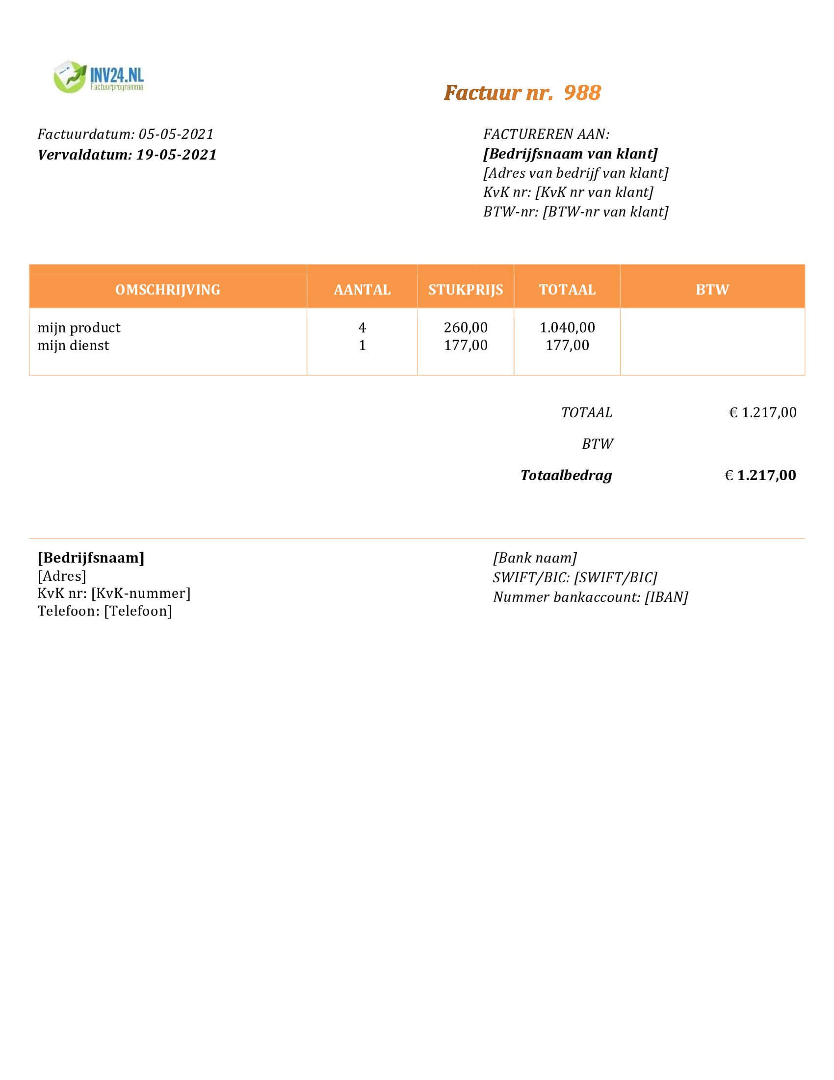 voorbeeld factuur kor vrijstelling btw voorbeeld factuur kor vrijstelling btw