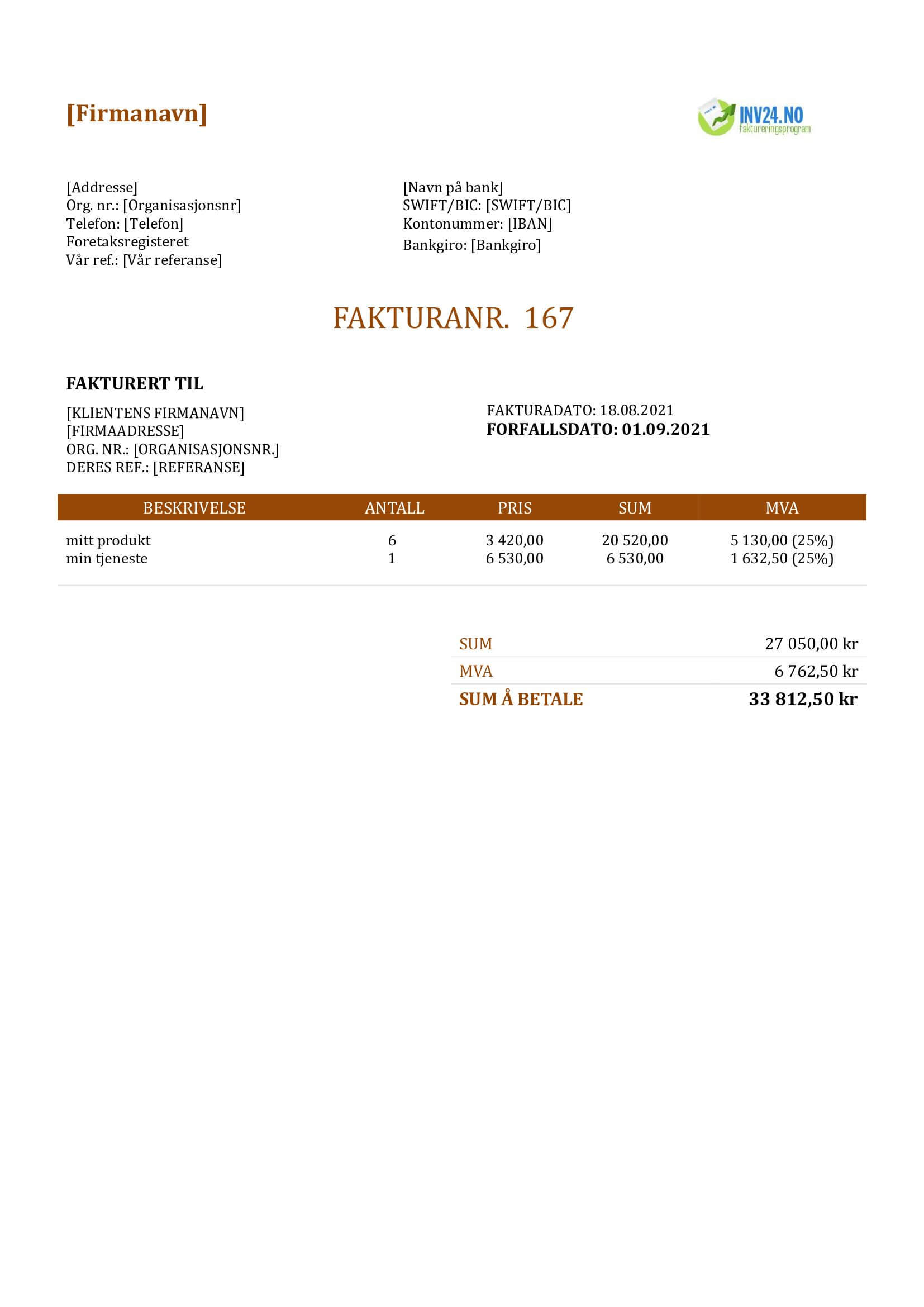 faktura mal giro (Word / Google Docs)