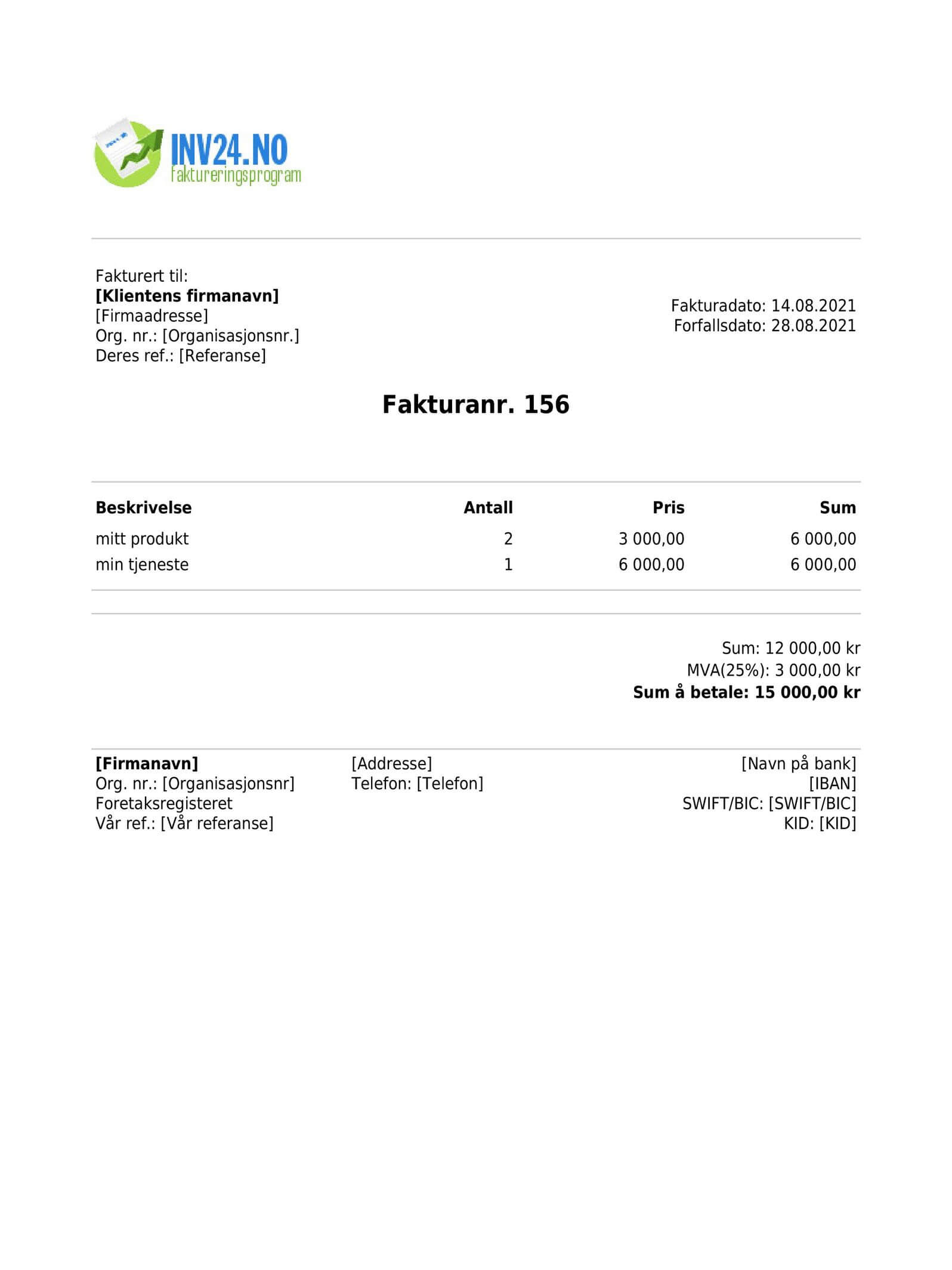 Gratis Faktura Generator på Nett (PDF)