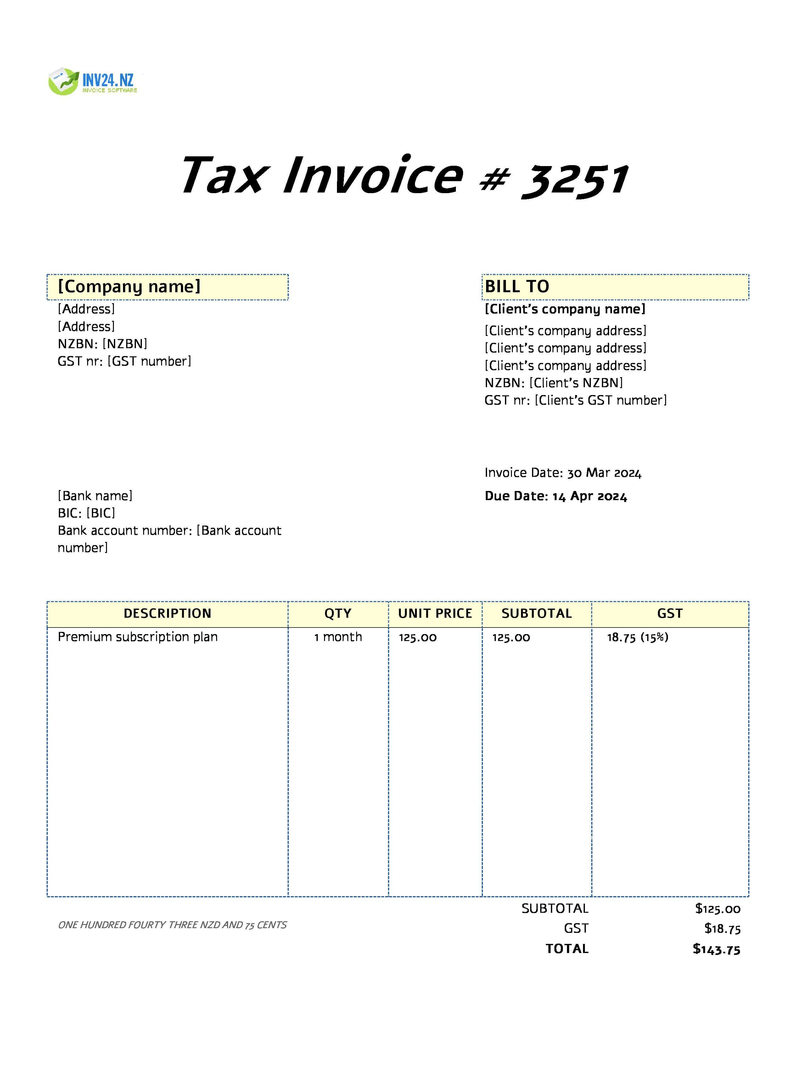 batch invoice example