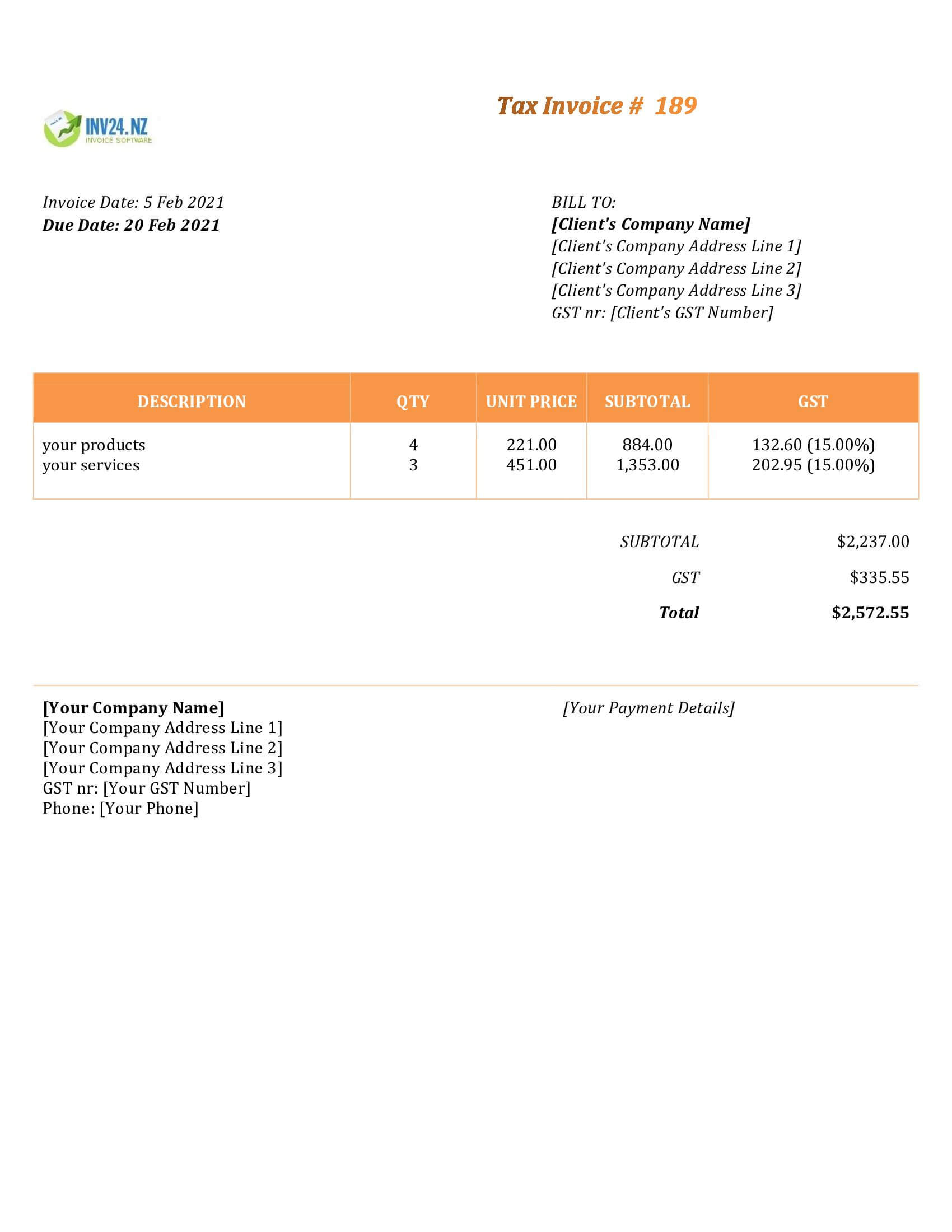 blank invoice template nz blank invoice template nz