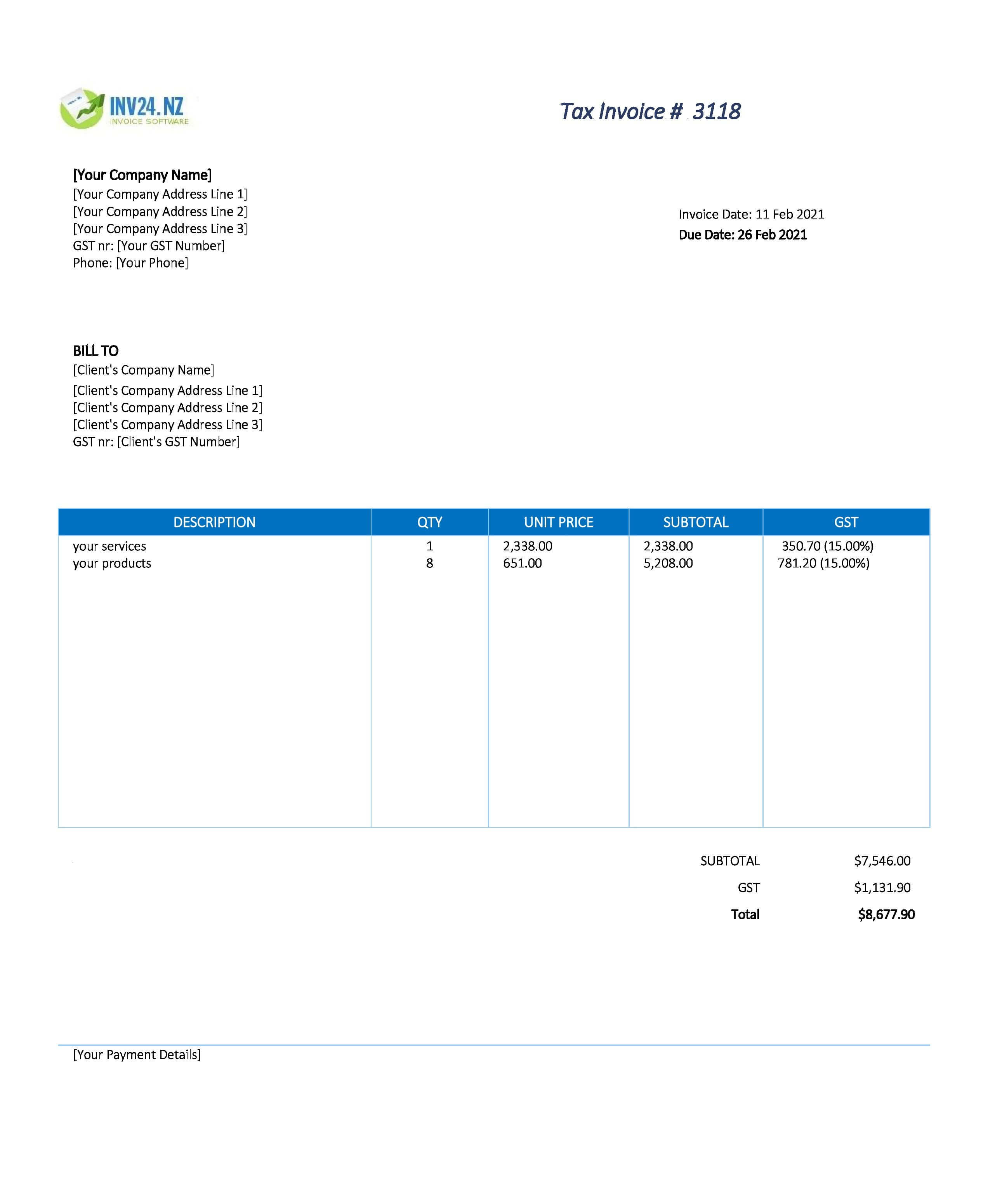 excel invoice template nz excel invoice template nz