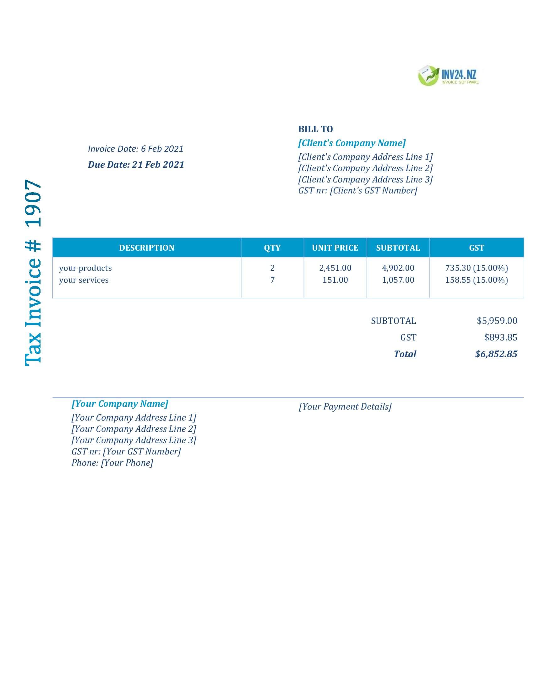 invoice template google docs nz