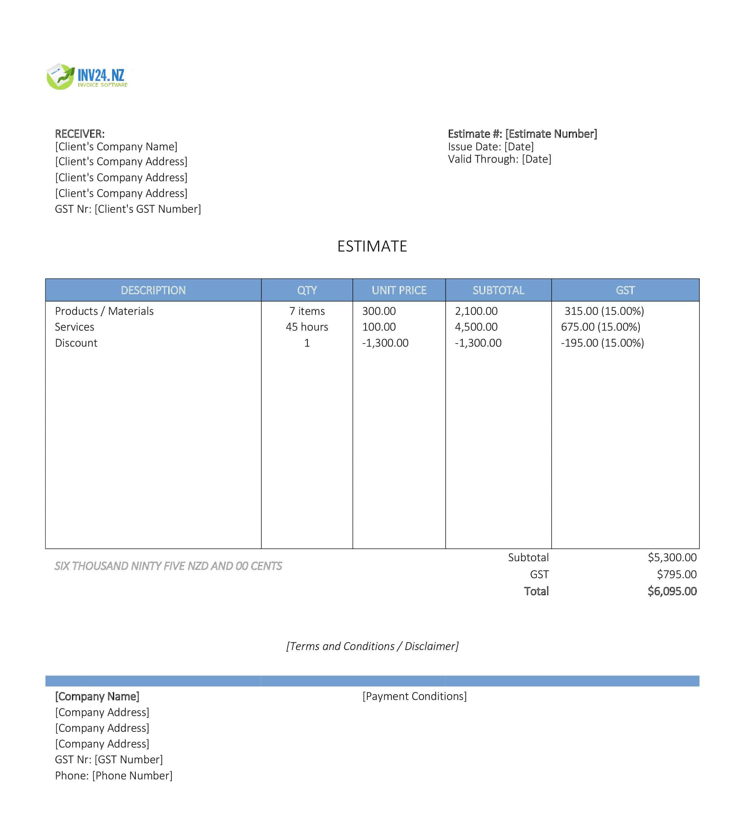 Sales Estimate Template for New Zealand (Excel / Google Sheets)