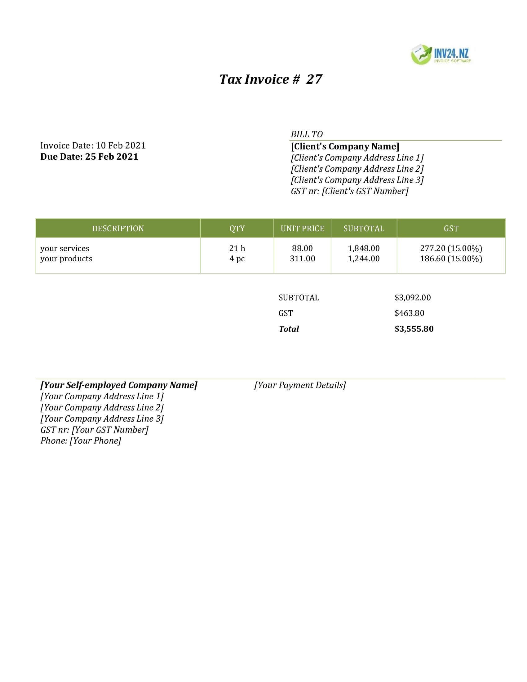 self employed invoice template nz self employed invoice template nz