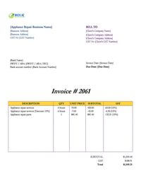 Appliance repair invoice template new zealand Appliance repair invoice template new zealand