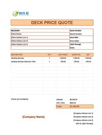 deck quote template new zealand deck quote template new zealand