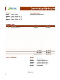 demolition estimate template new zealand