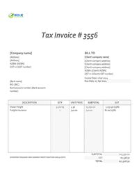 freight invoice template nz