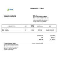 cleaning gst invoice template nz