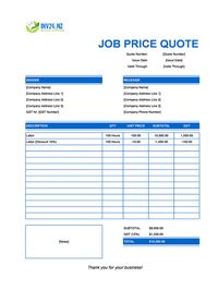 job quote template sheets new zealand job quote template sheets new zealand
