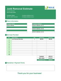 junk removal estimate template new zealand