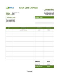 lawn care estimate template new zealand