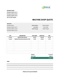 machine shop quote template new zealand machine shop quote template new zealand