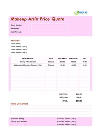makeup artist quote template new zealand makeup artist quote template new zealand