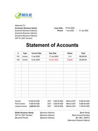 monthly statement of accounts template nz
