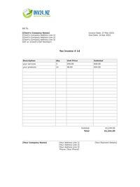 blank non gst registered invoice template nz
