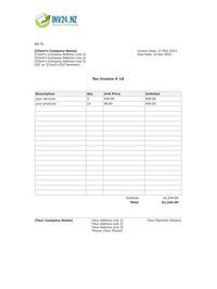 small business non gst registered invoice template nz