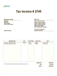 prepayment invoice template nz